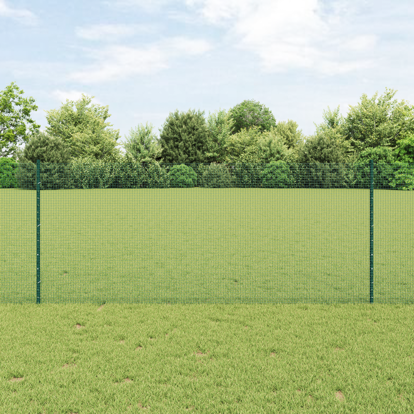 Welded Wire Fence with 22 U Posts Green 1x50 m Steel