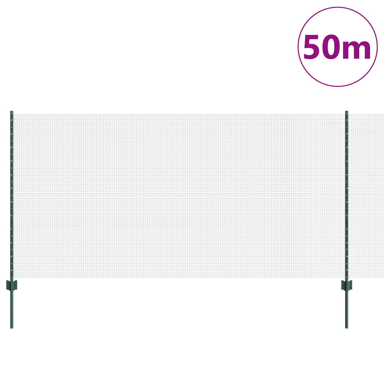 Welded Wire Fence with 22 U Posts Green 1.2x50 m Steel - Image 3