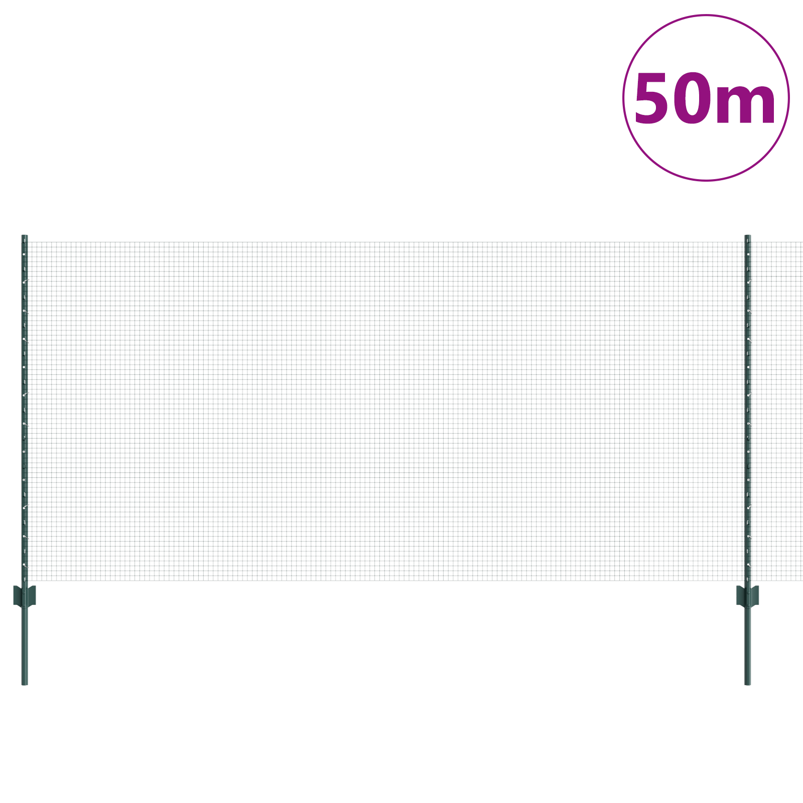 Welded Wire Fence with 22 U Posts Green 1.2x50 m Steel - Image 3