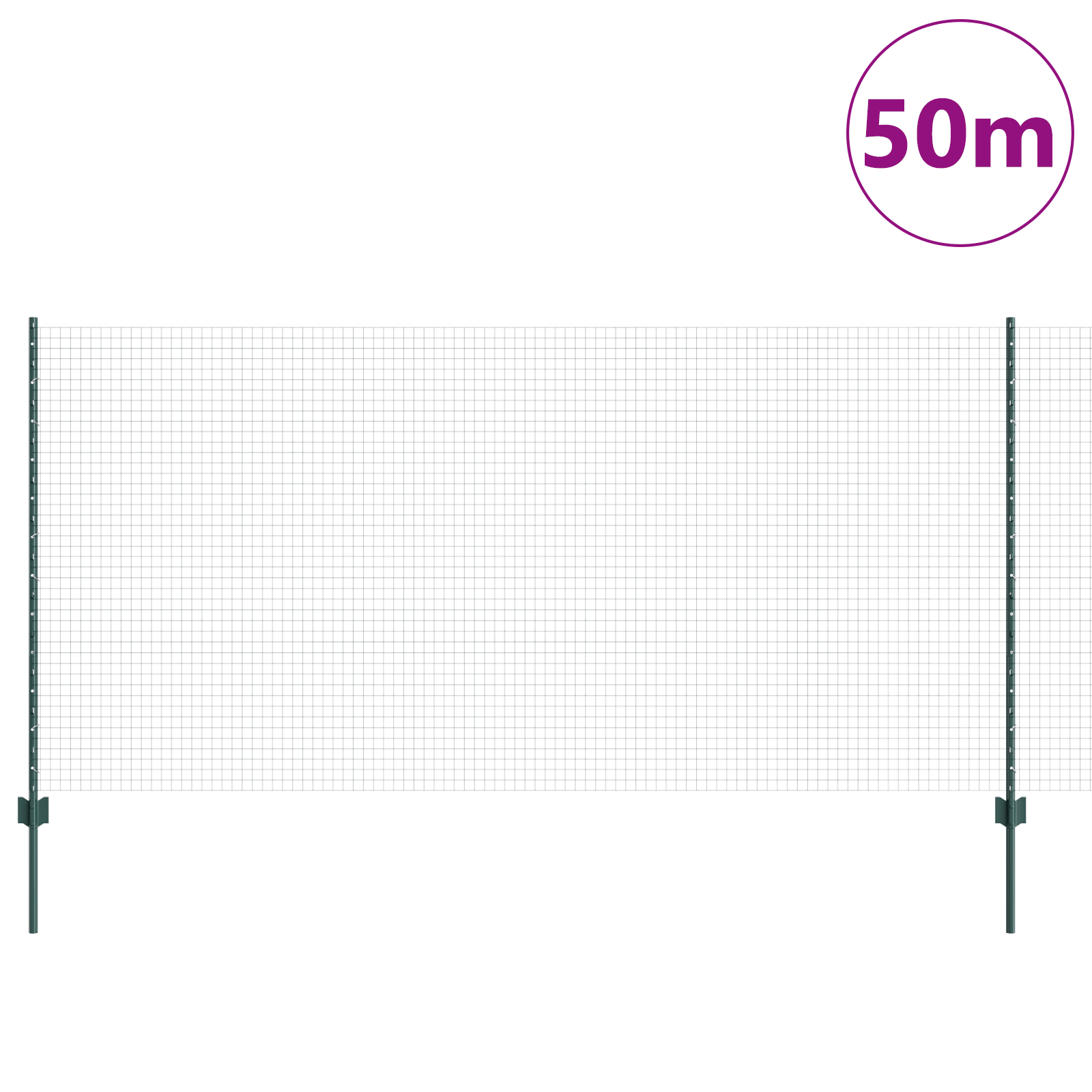 Welded Wire Fence with 22 U Posts Green 1.2x50 m Steel - Image 3
