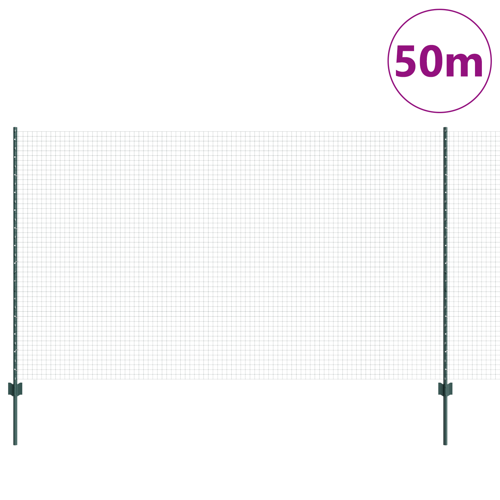 Welded Wire Fence with 22 U Posts Green 1.4x50 m Steel - Image 3