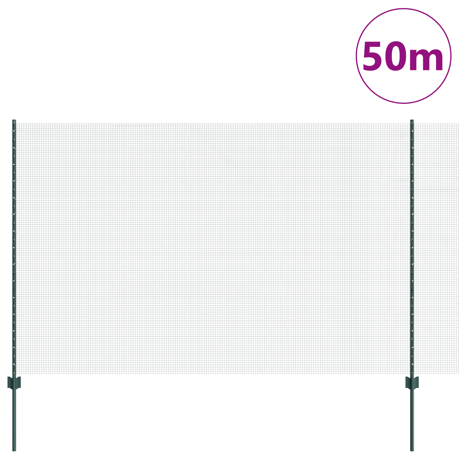 Welded Wire Fence with 22 U Posts Green 1.5x50 m Steel - Image 3