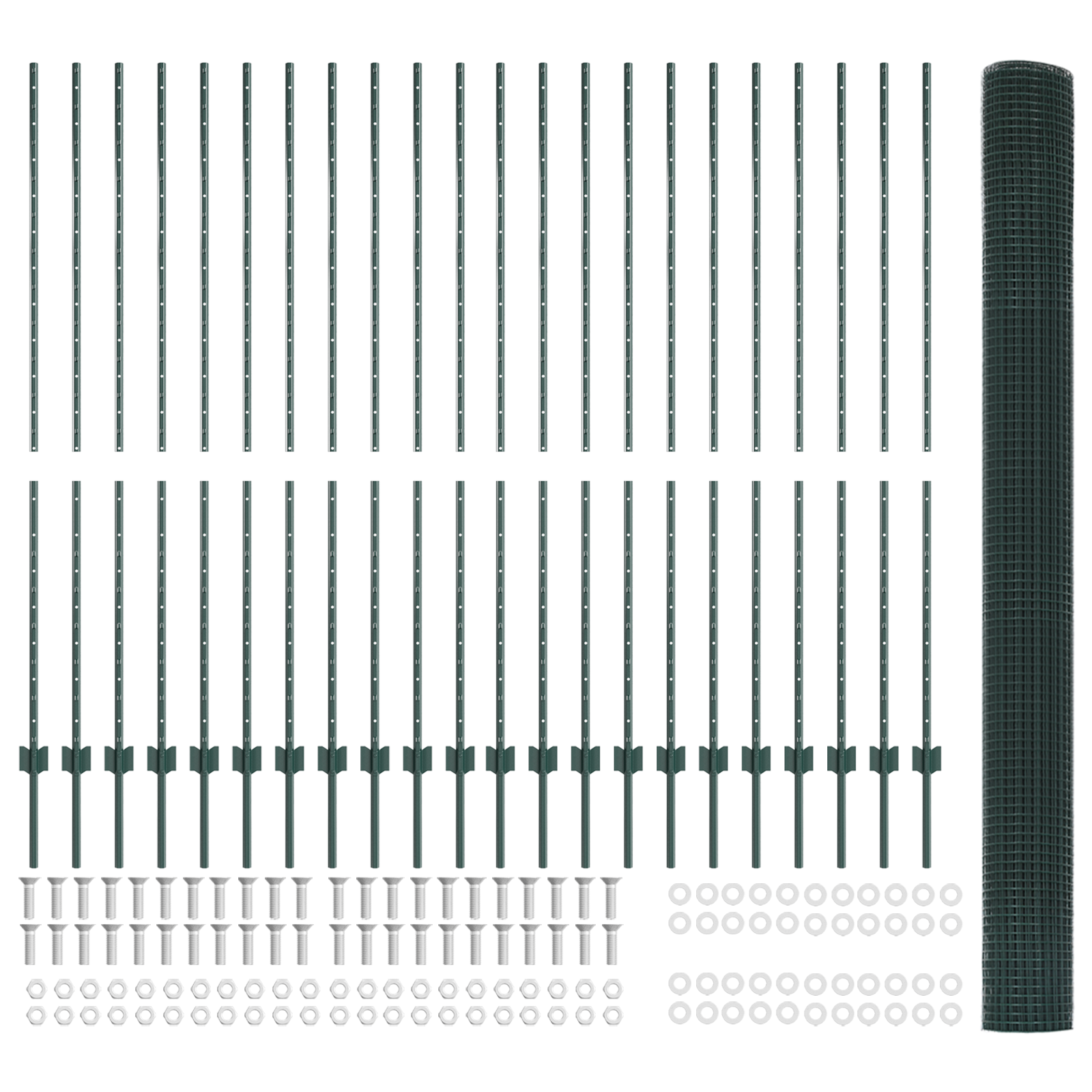 Welded Wire Fence with 22 U Posts Green 1.5x50 m Steel - Image 5
