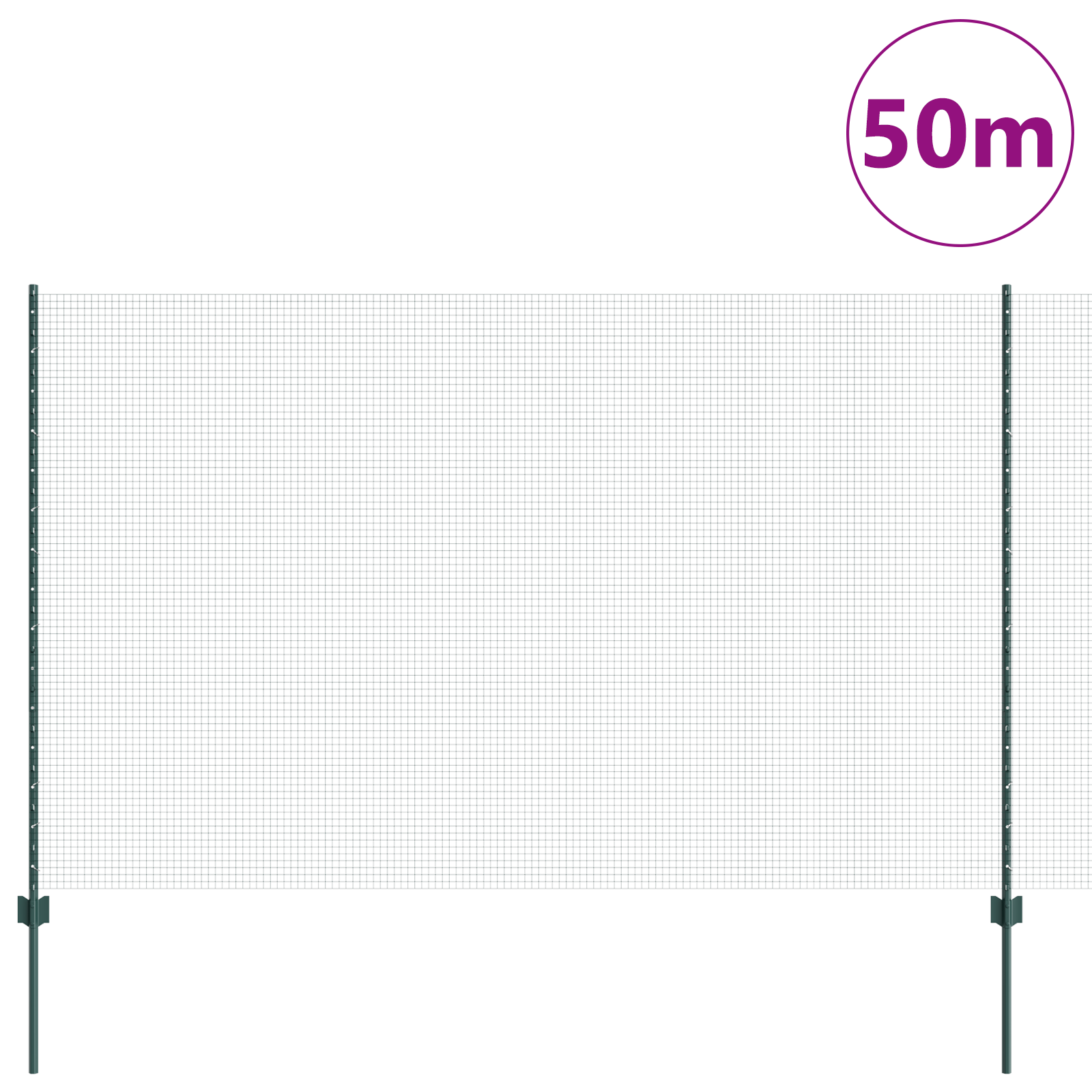 Welded Wire Fence with 22 U Posts Green 1.5x50 m Steel - Image 3