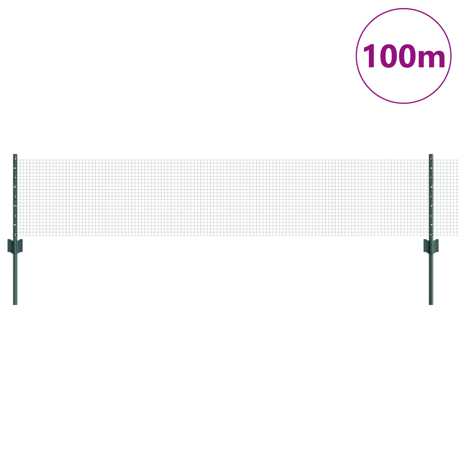 Welded Wire Fence with 44 U Posts Green 0.4x100 m Steel - Image 3