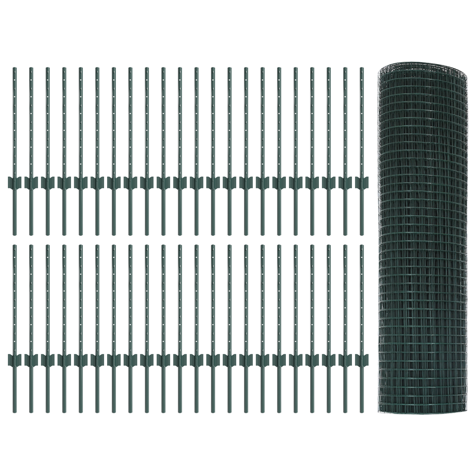 Welded Wire Fence with 44 U Posts Green 0,6x100 m Steel - Image 4