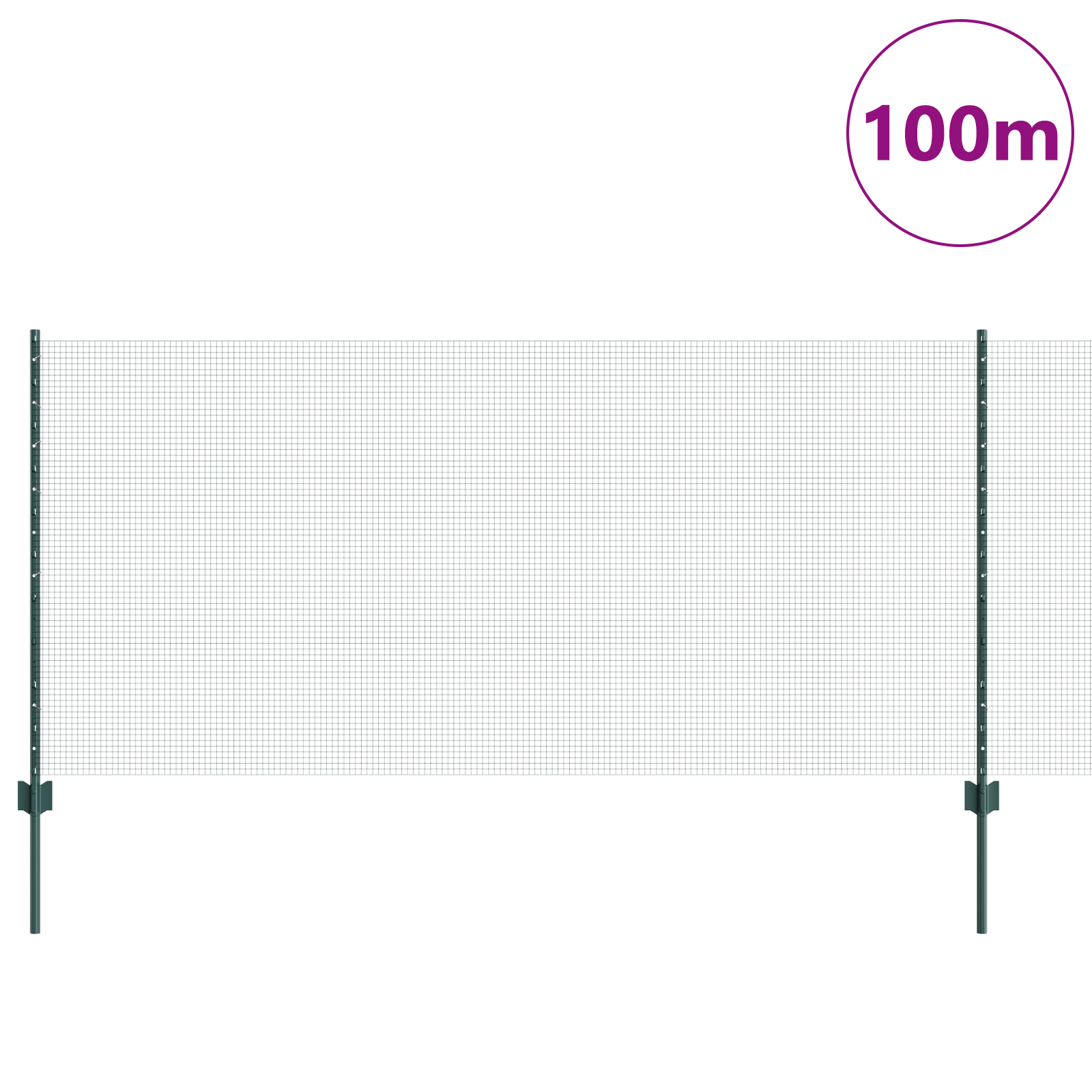 Welded Wire Fence with 44 U Posts Green 1x100 m Steel - Image 2