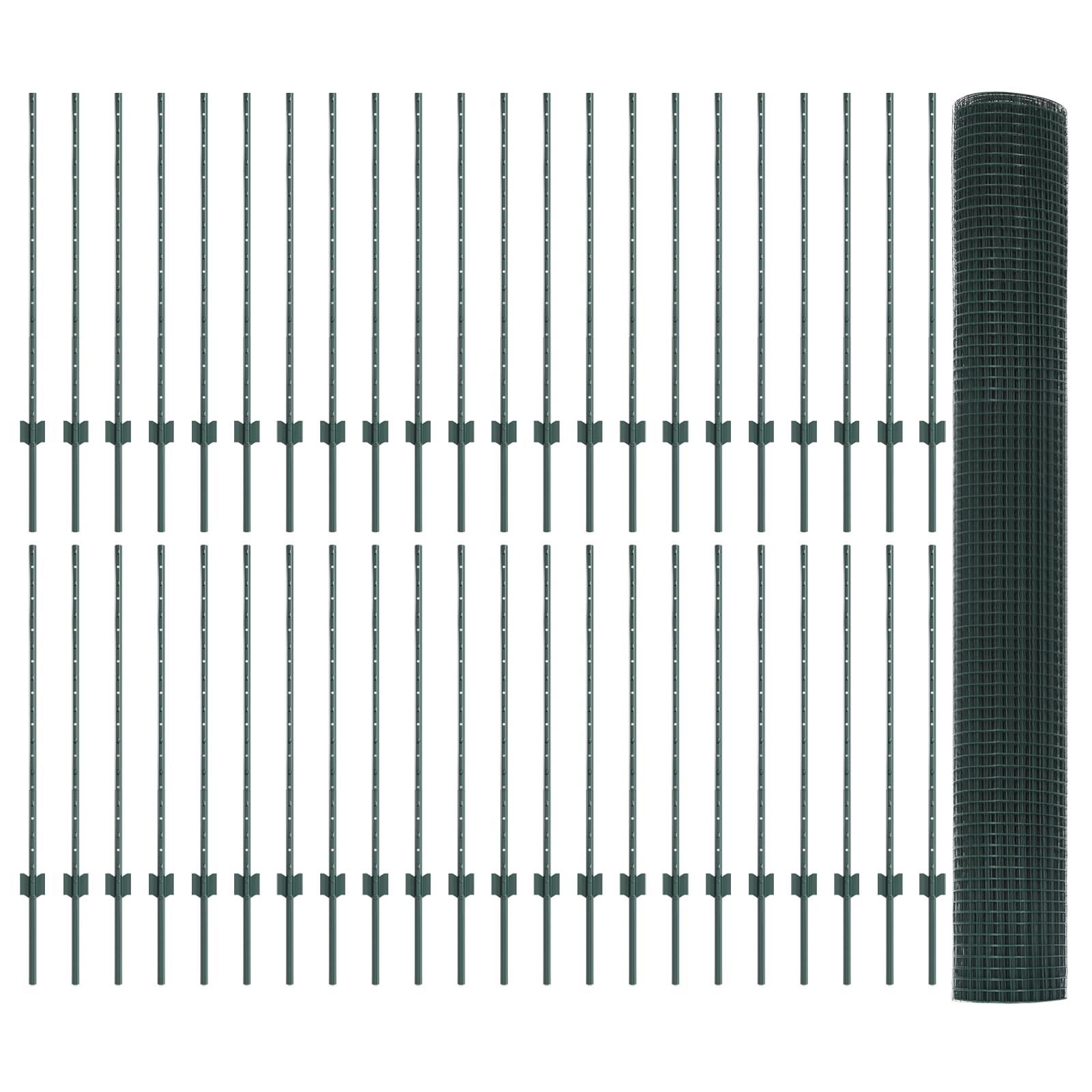 Welded Wire Fence with 44 U Posts Green 1x100 m Steel - Image 3