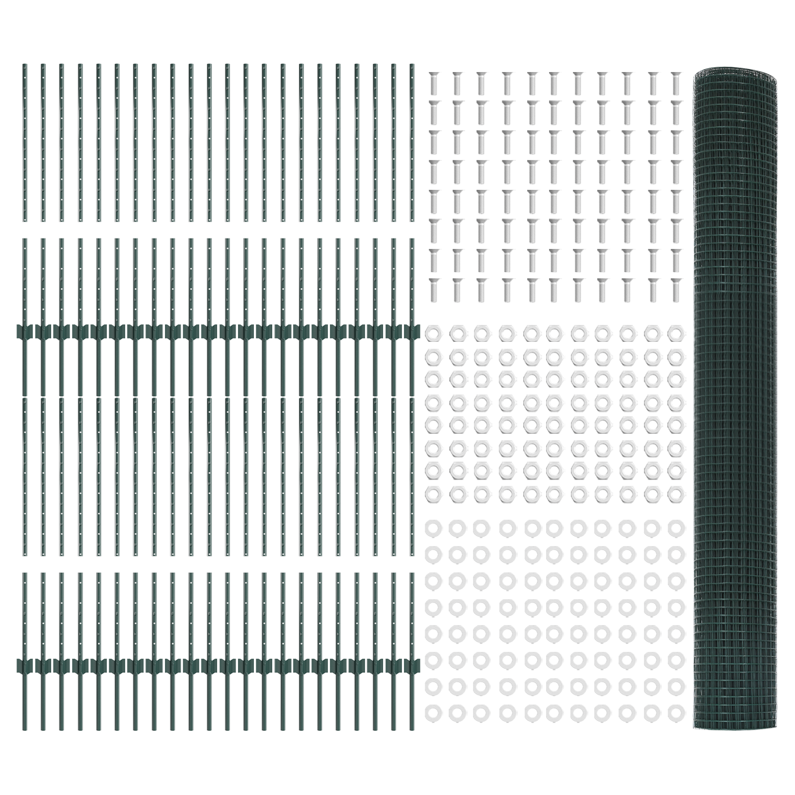 Welded Wire Fence with 44 U Posts Green 1x100 m Steel - Image 4