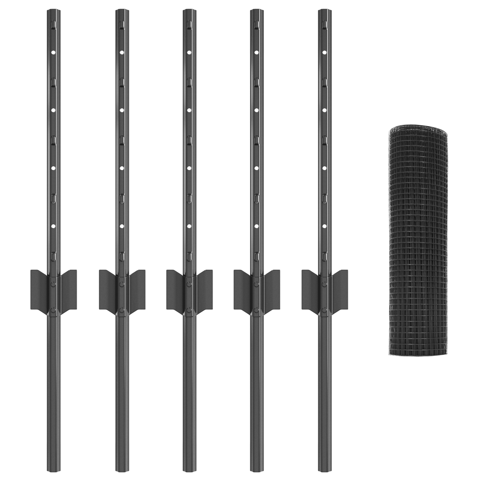 Welded Wire Fence with 5 U Posts Grey 0.4 x 10 m Steel - Image 3