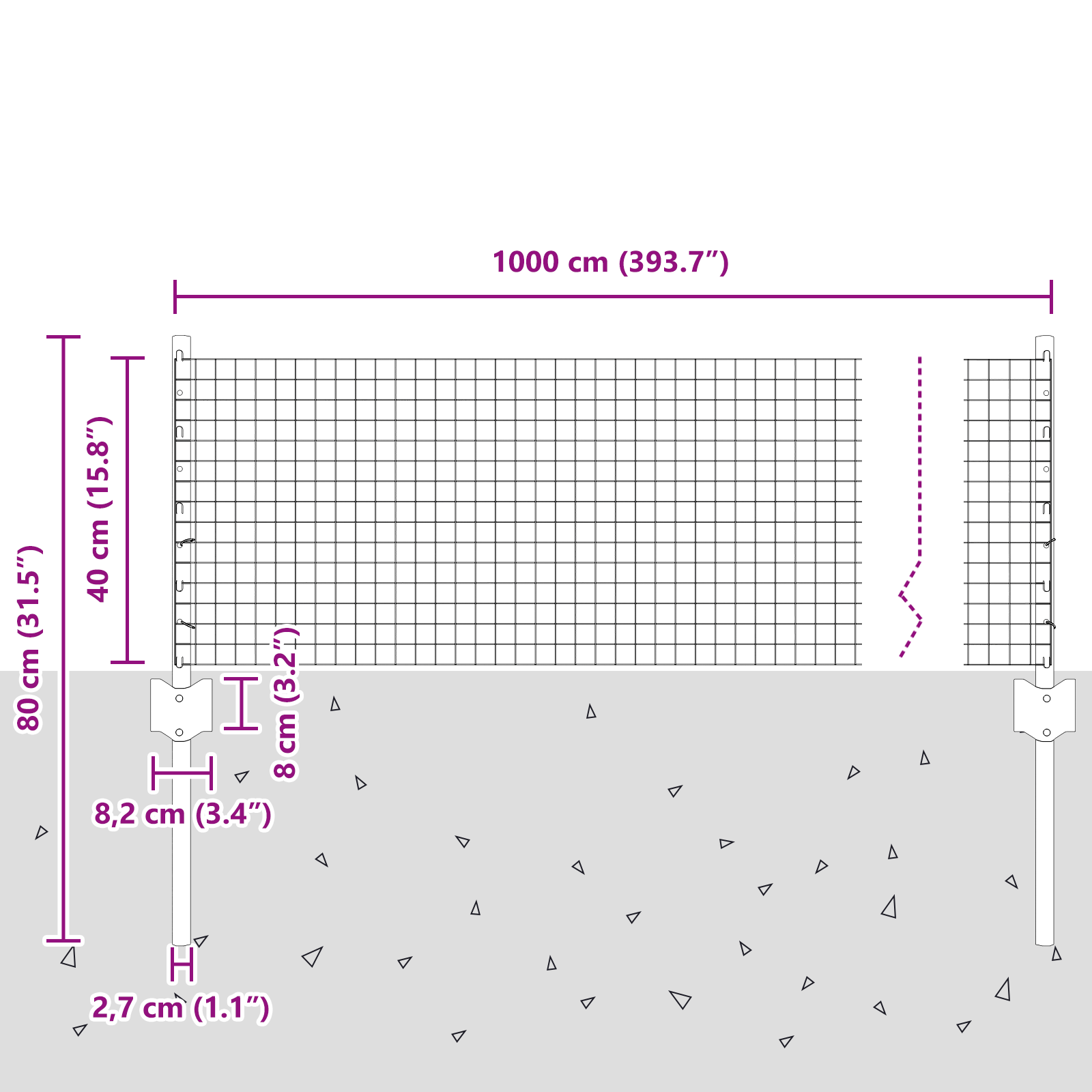 Welded Wire Fence with 5 U Posts Grey 0.4x10 m Steel - Image 8