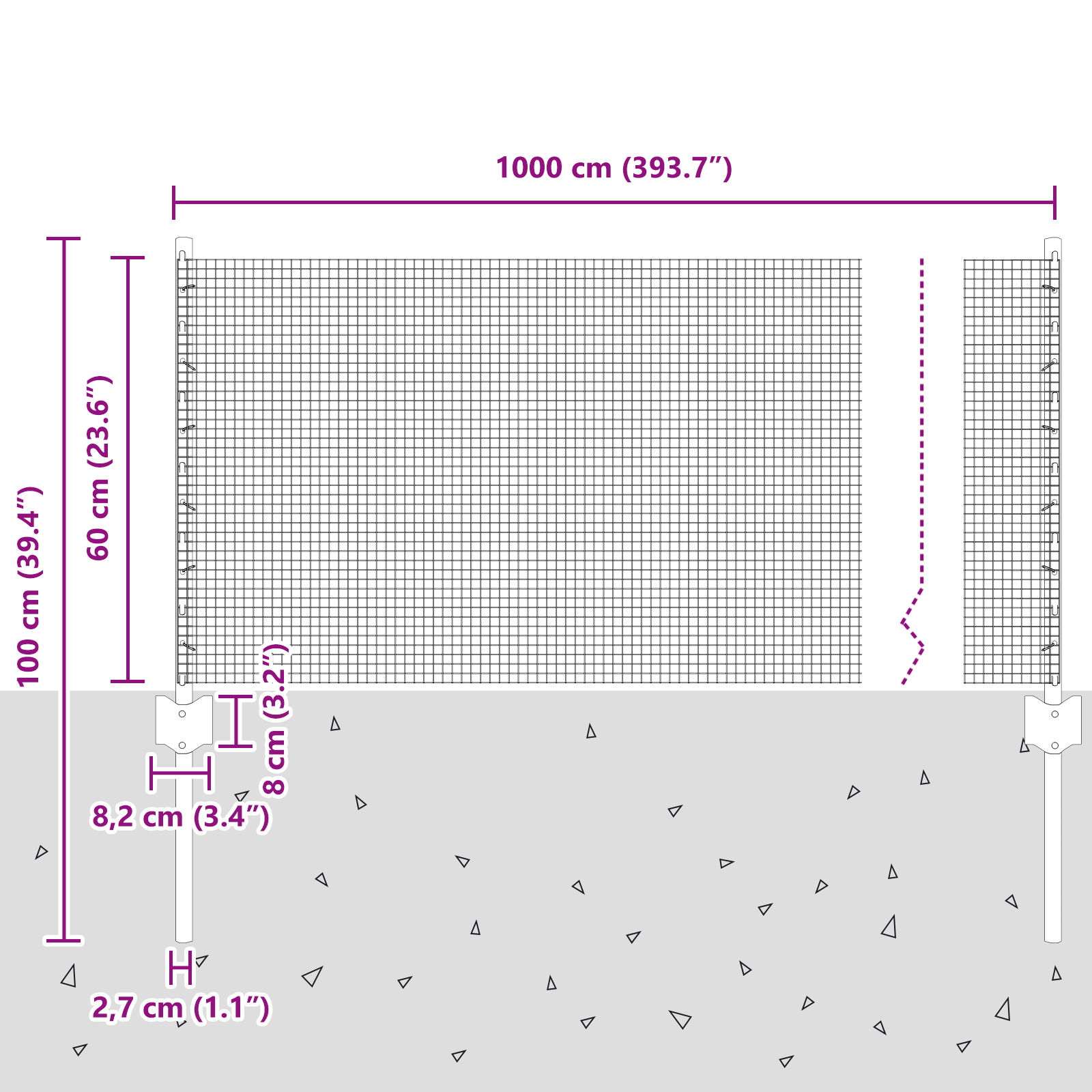 Welded Wire Fence with 5 U Posts Grey 0.6x10 m Steel - Image 10