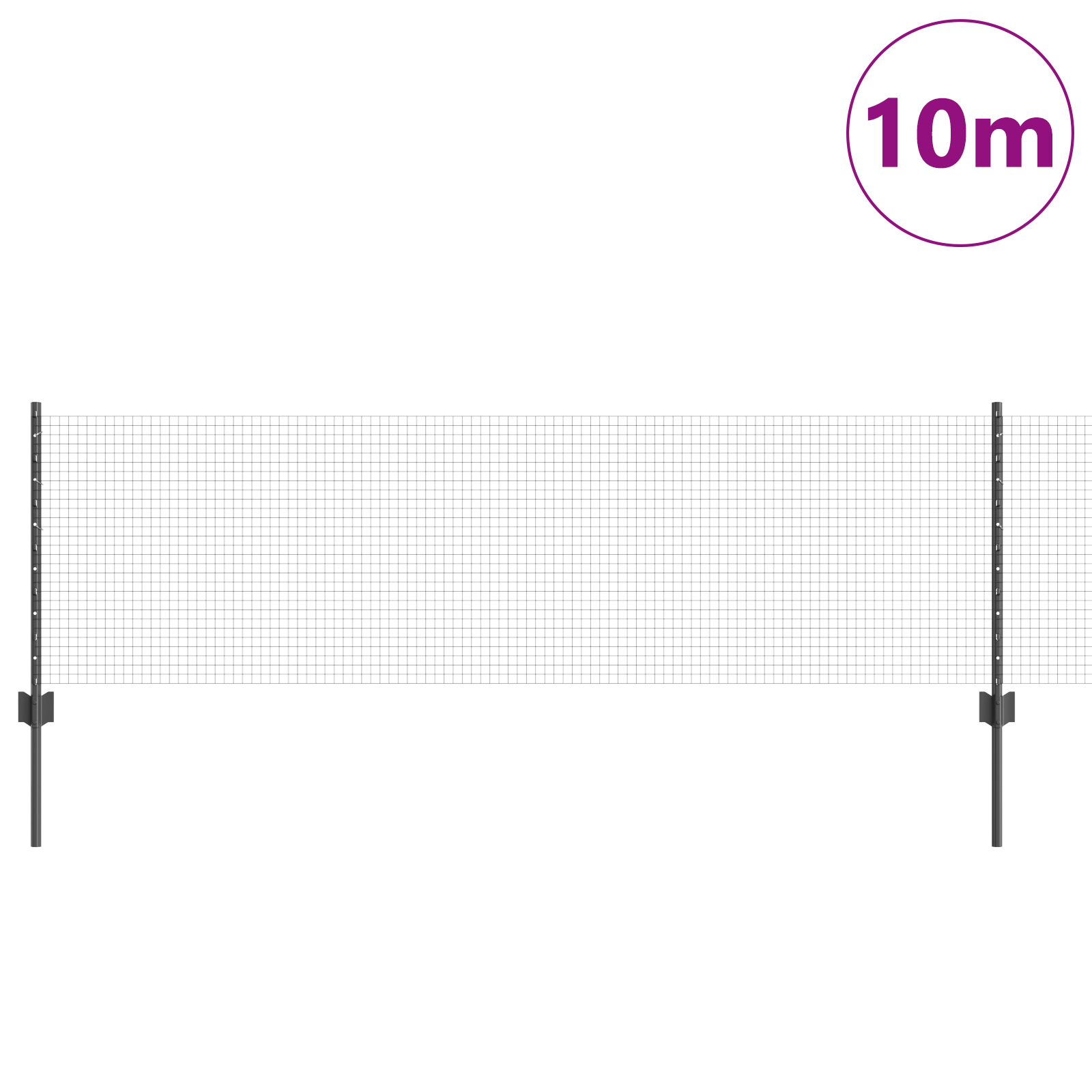 Welded Wire Fence with 5 U Posts Grey 0.6x10 m Steel - Image 3