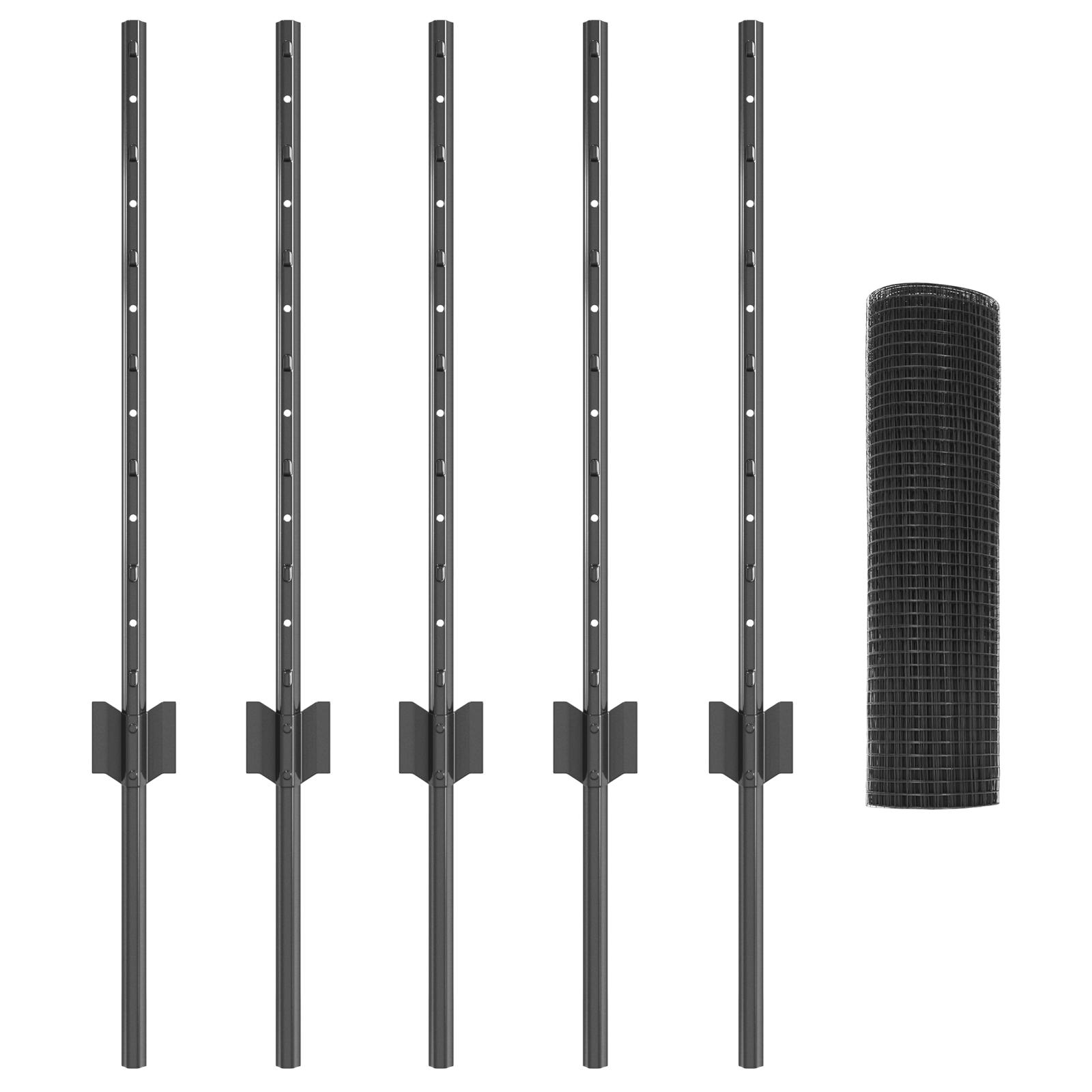 Welded Wire Fence with 5 U Posts Grey 0.6x10 m Steel - Image 4