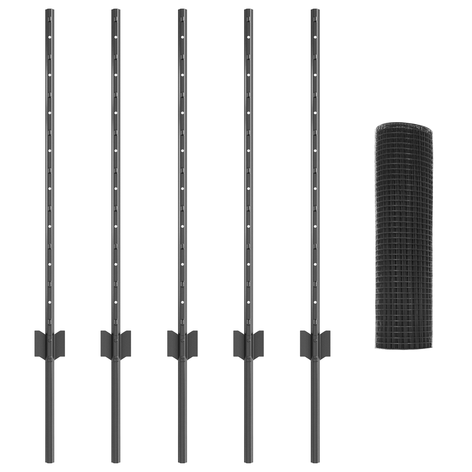 Welded Wire Fence with 5 U Posts Grey 0.8x10 m Steel - Image 4