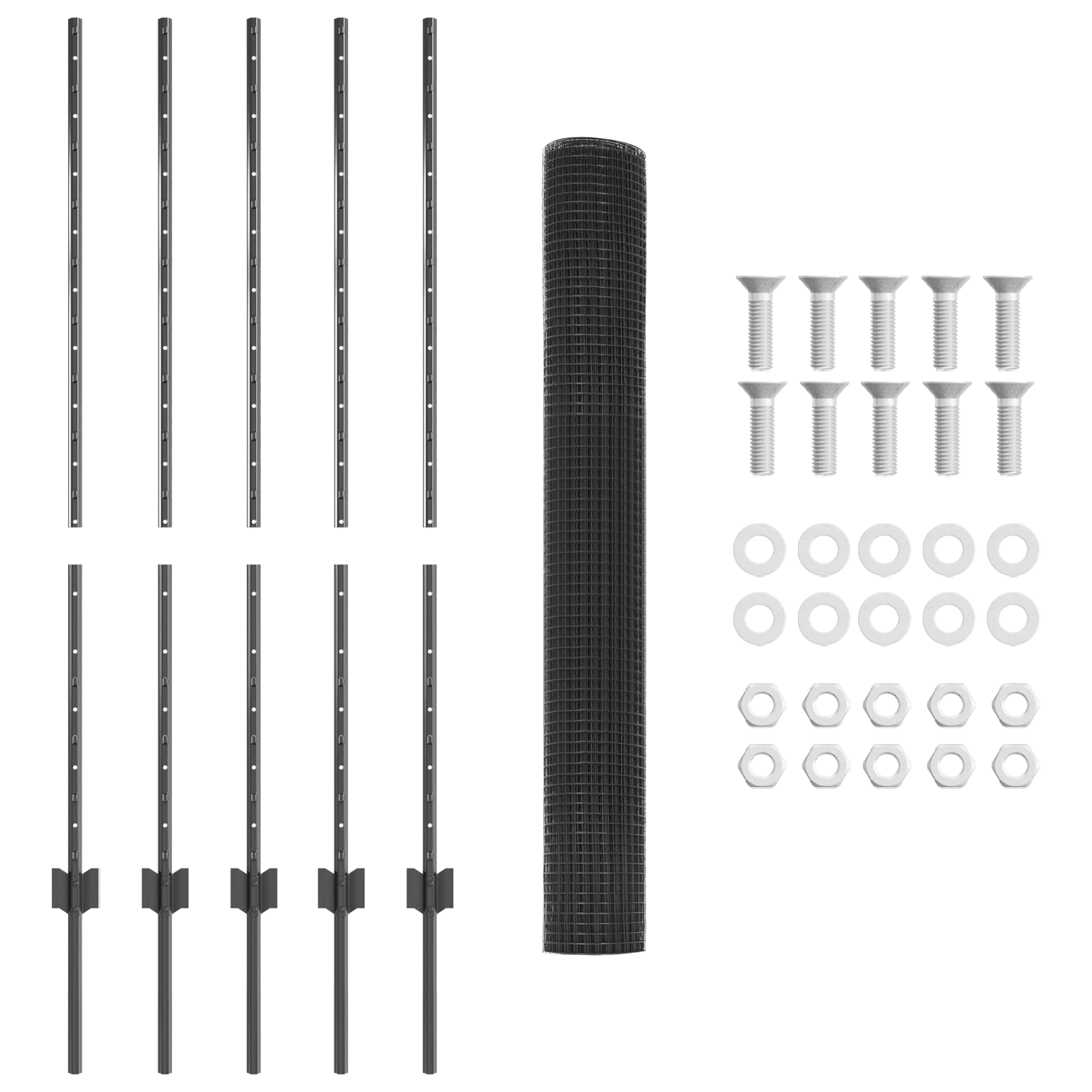 Welded Wire Fence with 10 U Posts Grey 1.2x10 m Steel - Image 5
