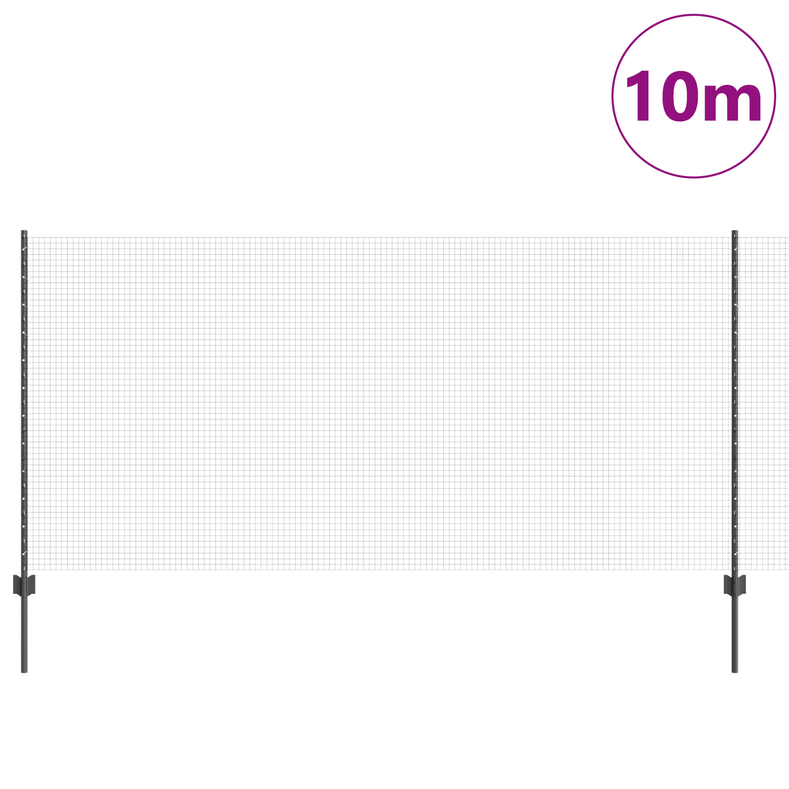 Welded Wire Fence with 10 U Posts Grey 1.2x10 m Steel - Image 3