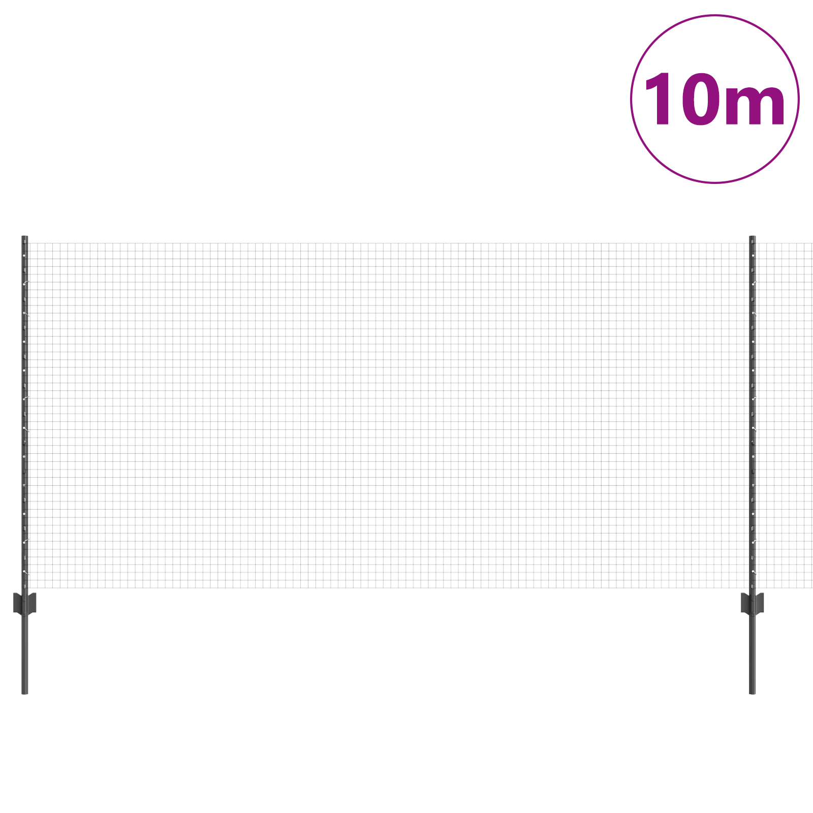 Welded Wire Fence with 10 U Posts Grey 1.2x10 m Steel - Image 3