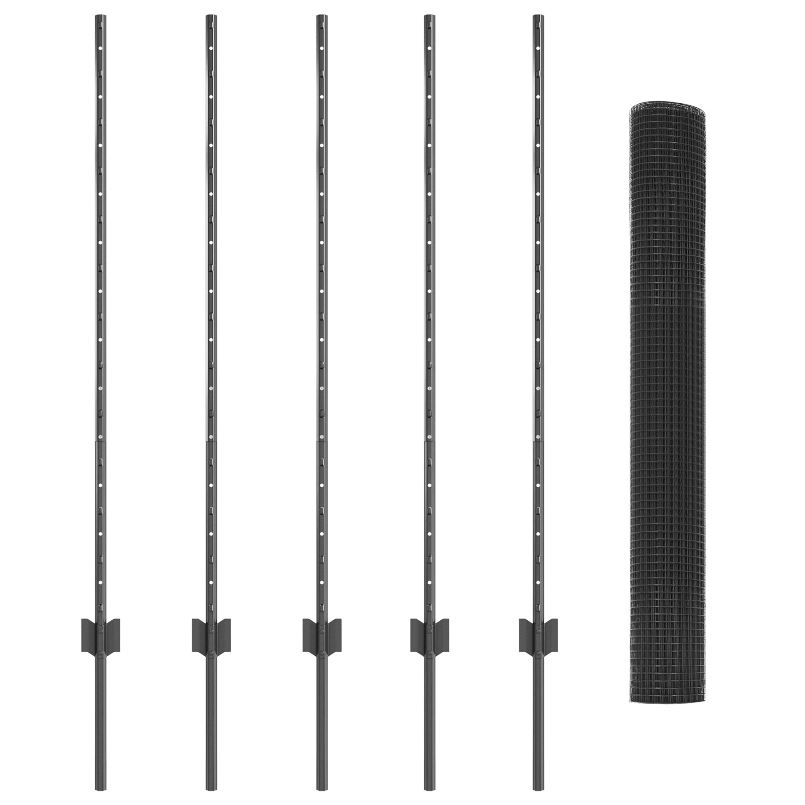 Welded Wire Fence with 10 U Posts Grey 1.2x10 m Steel - Image 4