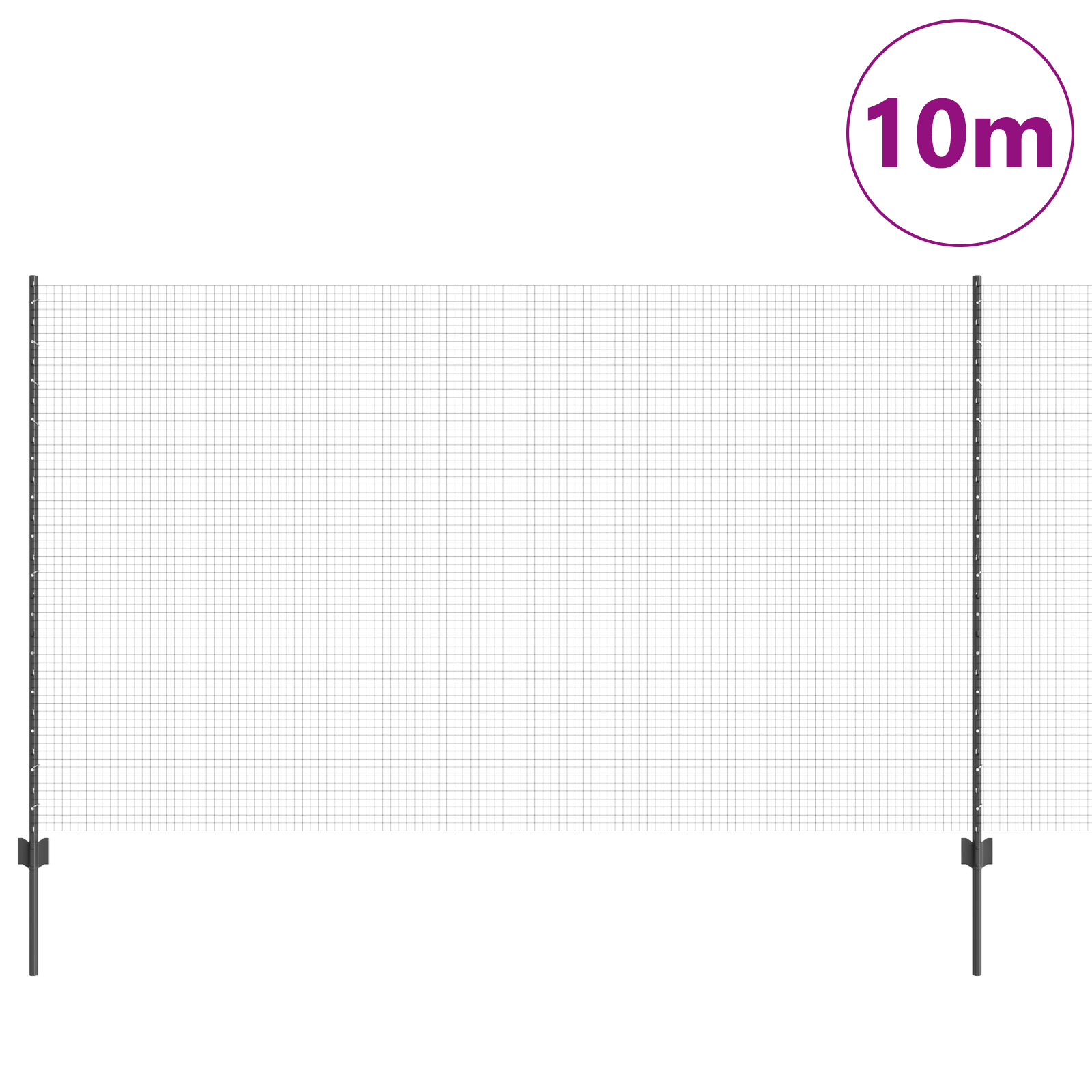 Welded Wire Fence with 10 U Posts Grey 1.4x10 m Steel - Image 3