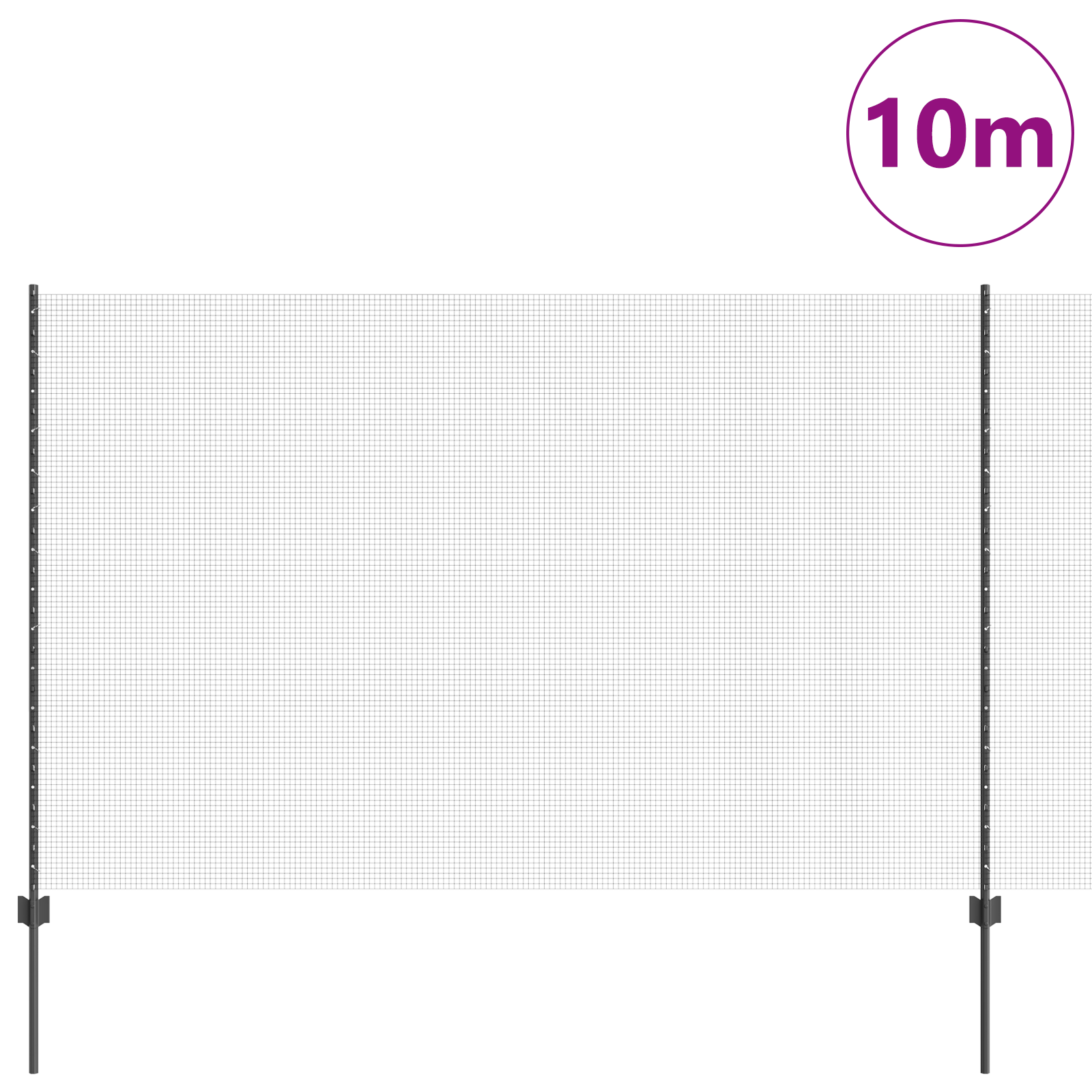 Welded Wire Fence with 10 U Posts Grey 1.6x10 m Steel - Image 3