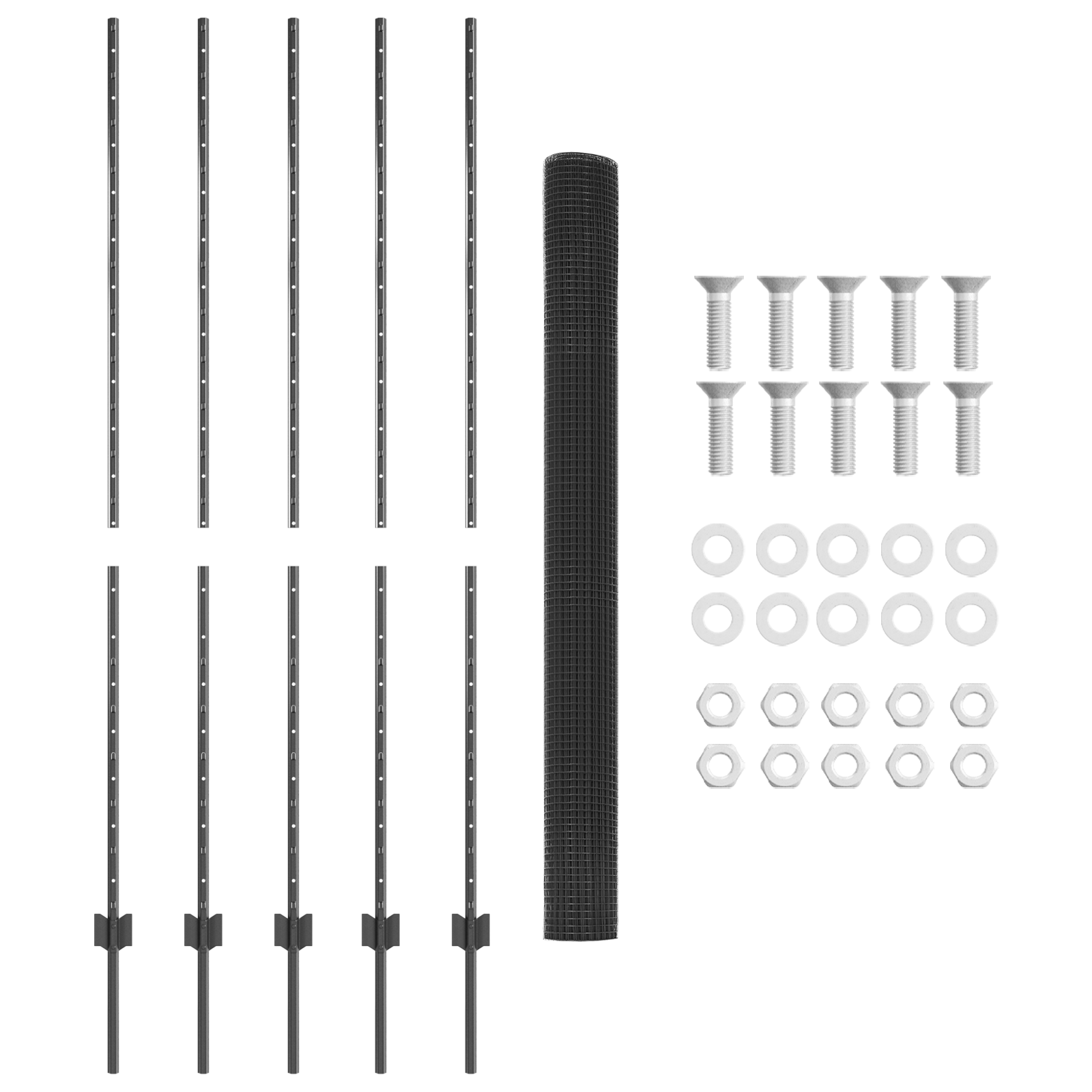 Welded Wire Fence with 10 U Posts Grey 1.6x10 m Steel - Image 5