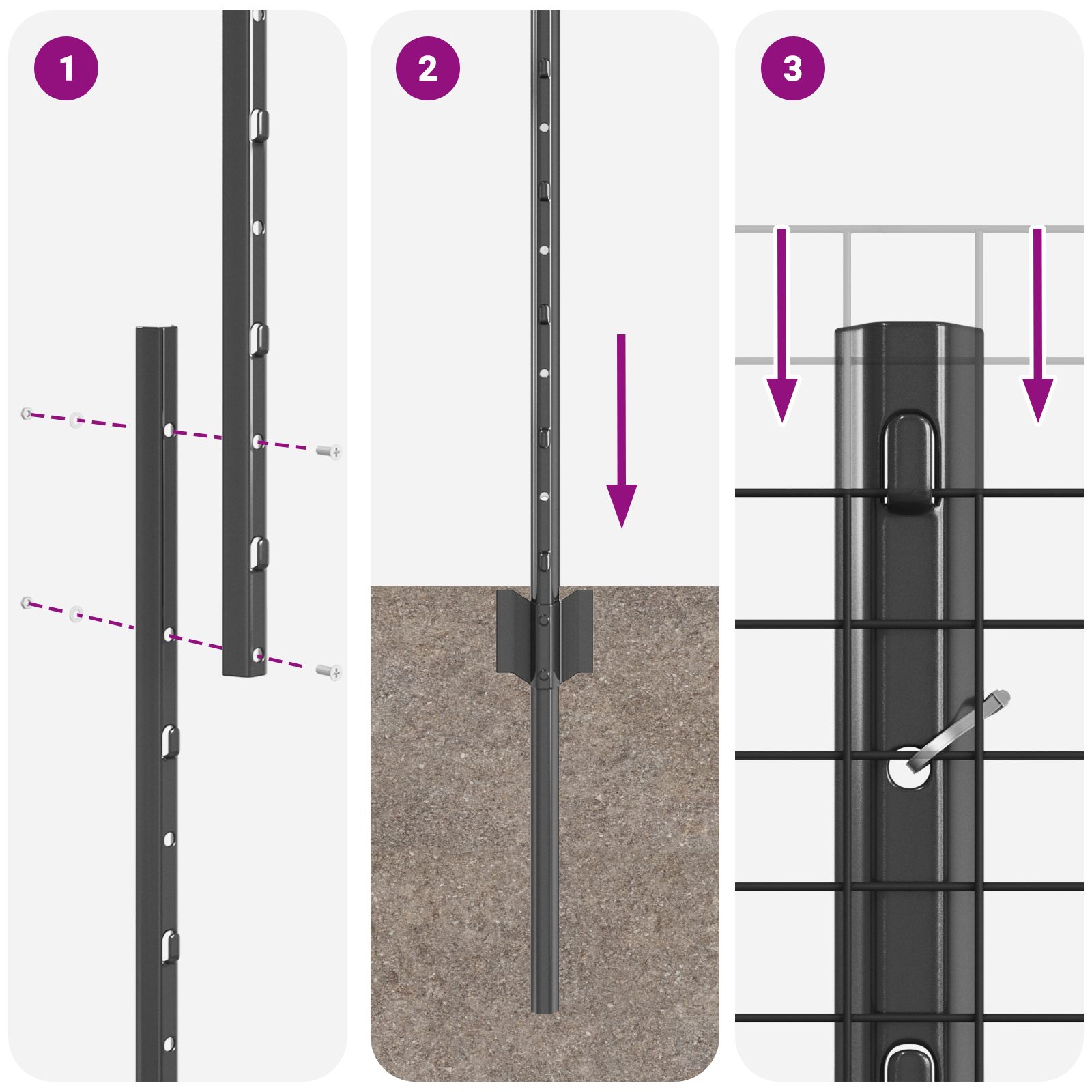 Welded Wire Fence with 10 U Posts Grey 1,6x10 m Steel - Image 10