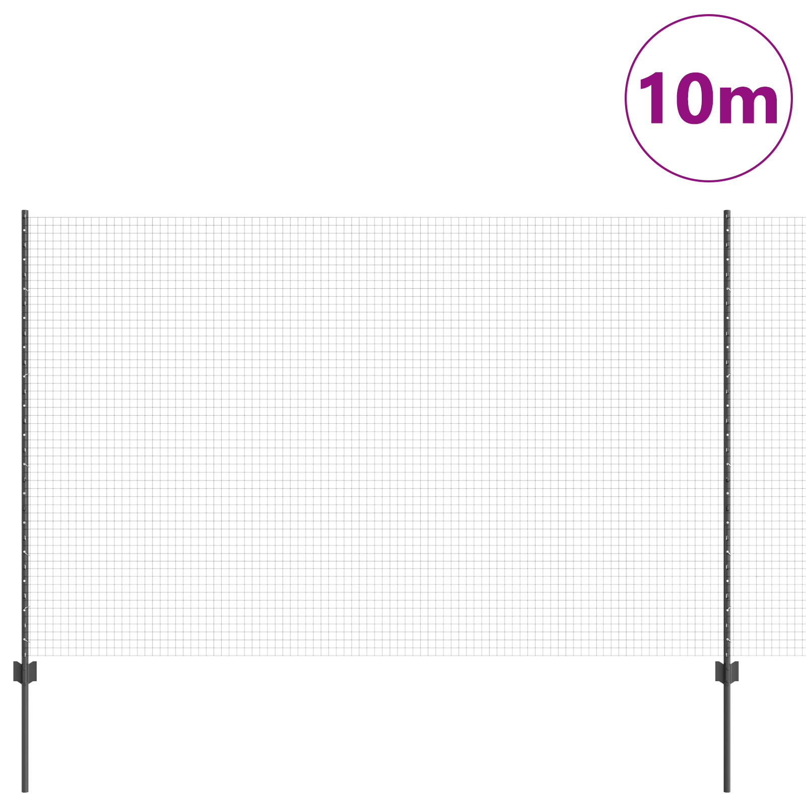 Welded Wire Fence with 10 U Posts Grey 1,6x10 m Steel - Image 3