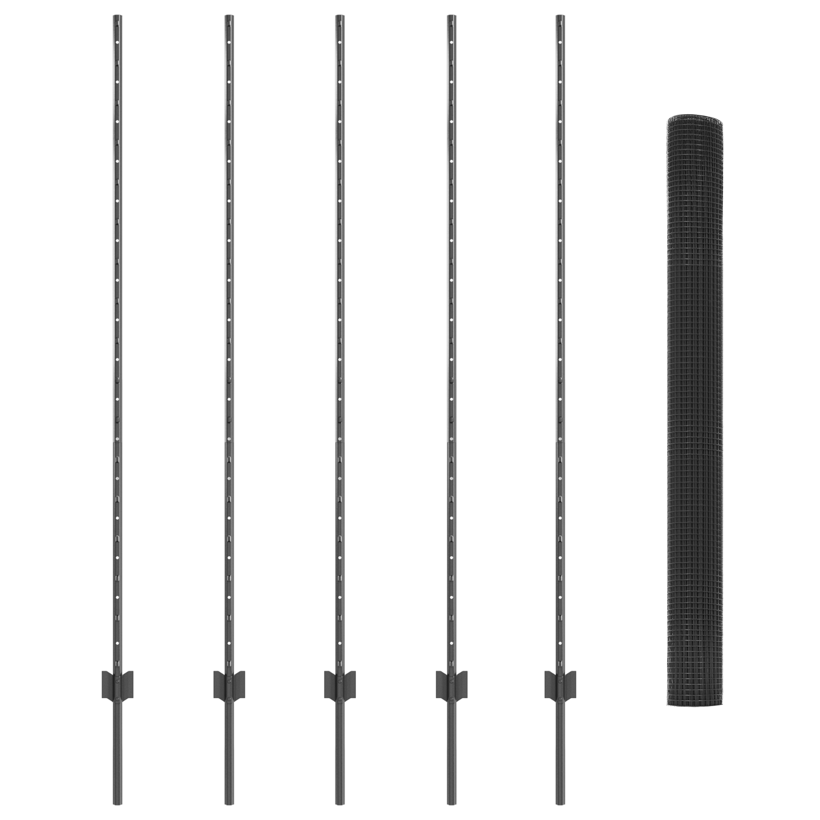 Welded Wire Fence with 10 U Posts Grey 1,6x10 m Steel - Image 4
