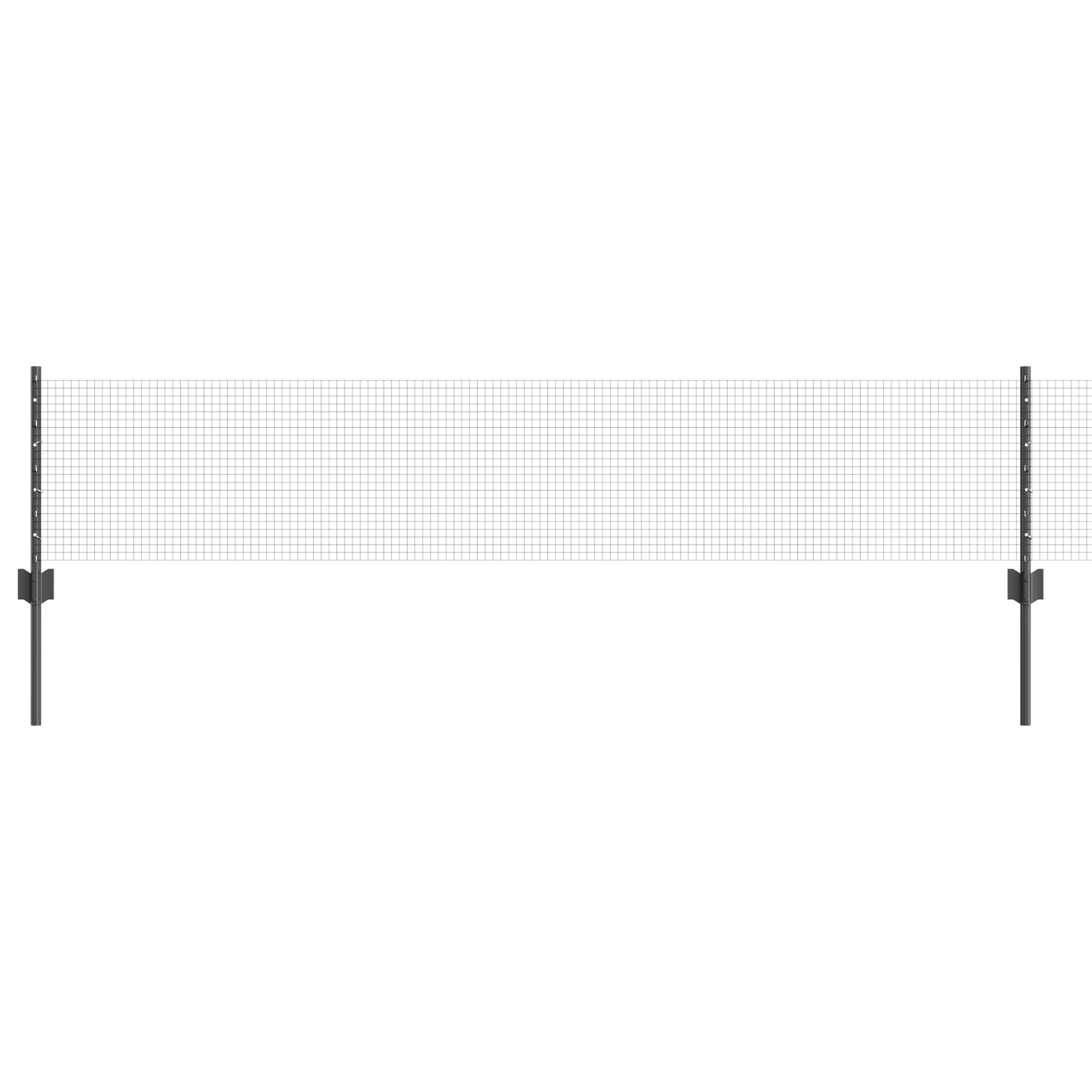 Welded Wire Fence with 11 U Posts Grey 0.4 x 25 m Steel - Image 2