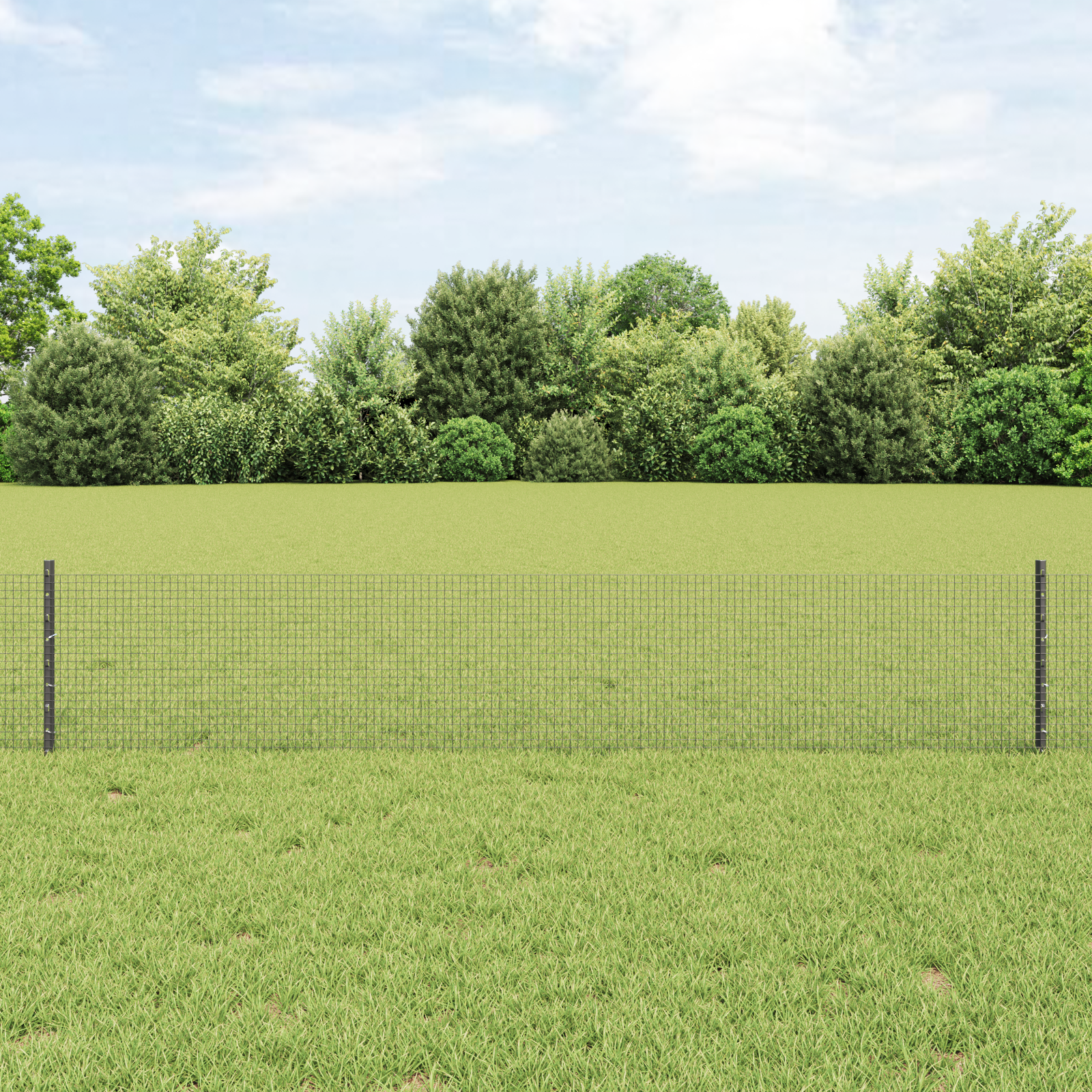 Welded Wire Fence with 11 U Posts Grey 0.4 x 25 m Steel