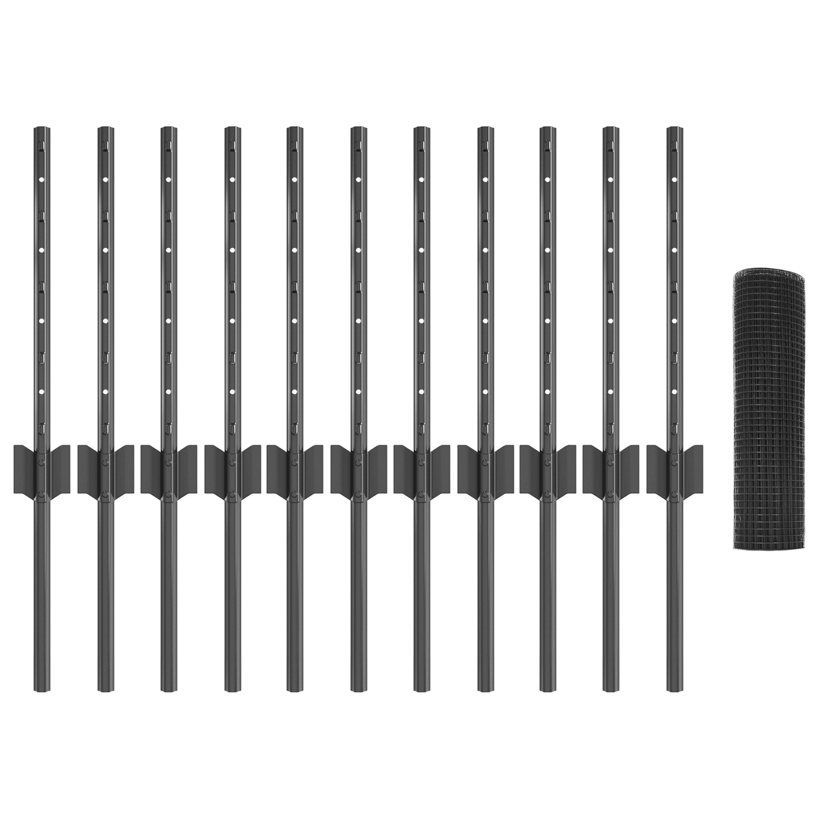Welded Wire Fence with 11 U Posts Grey 0.4x25 m Steel - Image 4