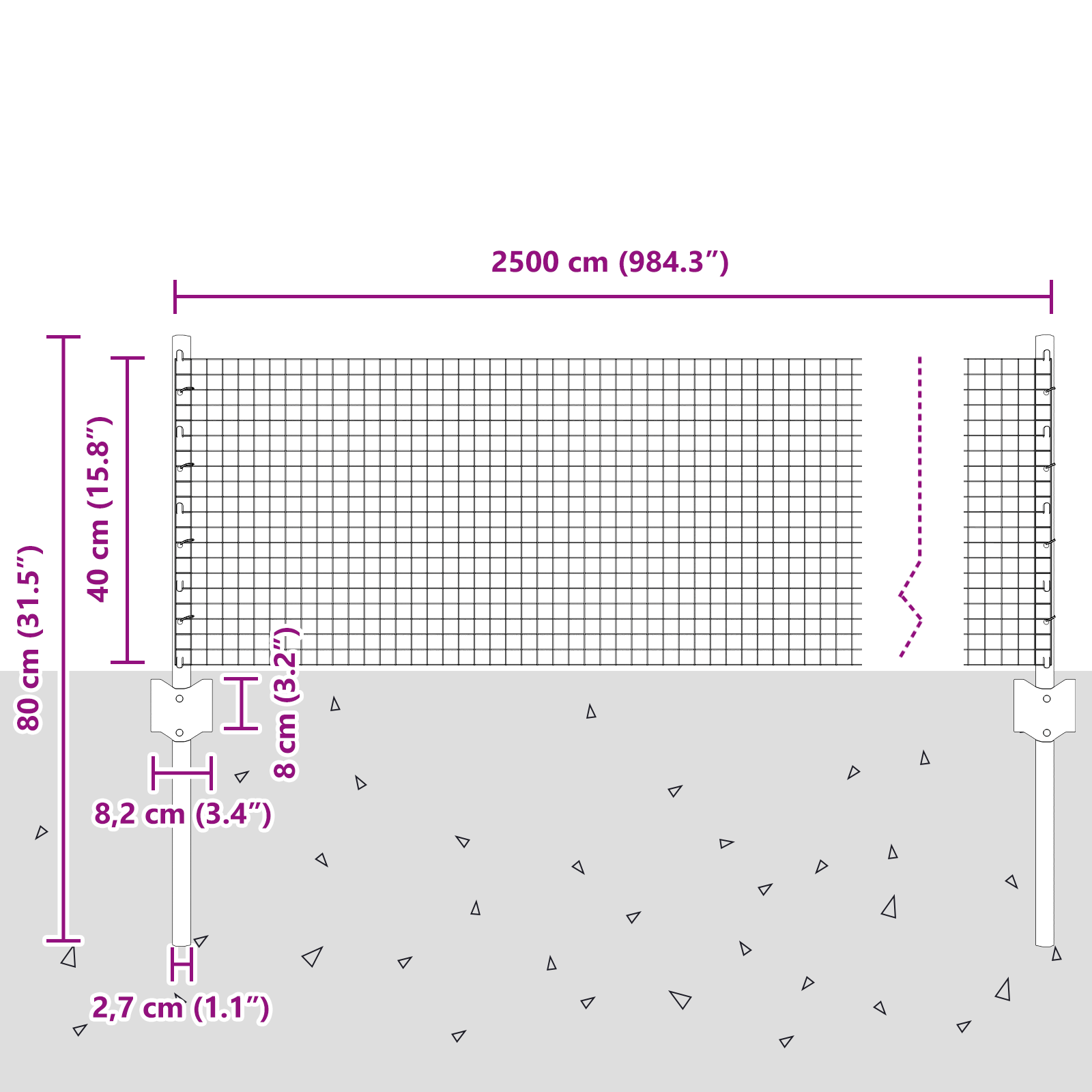 Welded Wire Fence with 11 U Posts Grey 0.4x25 m Steel - Image 10