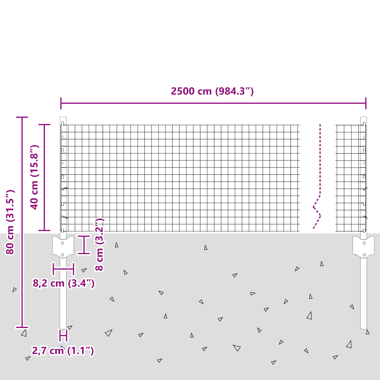 Welded Wire Fence with 11 U Posts Grey 0.4x25 m Steel - Image 10