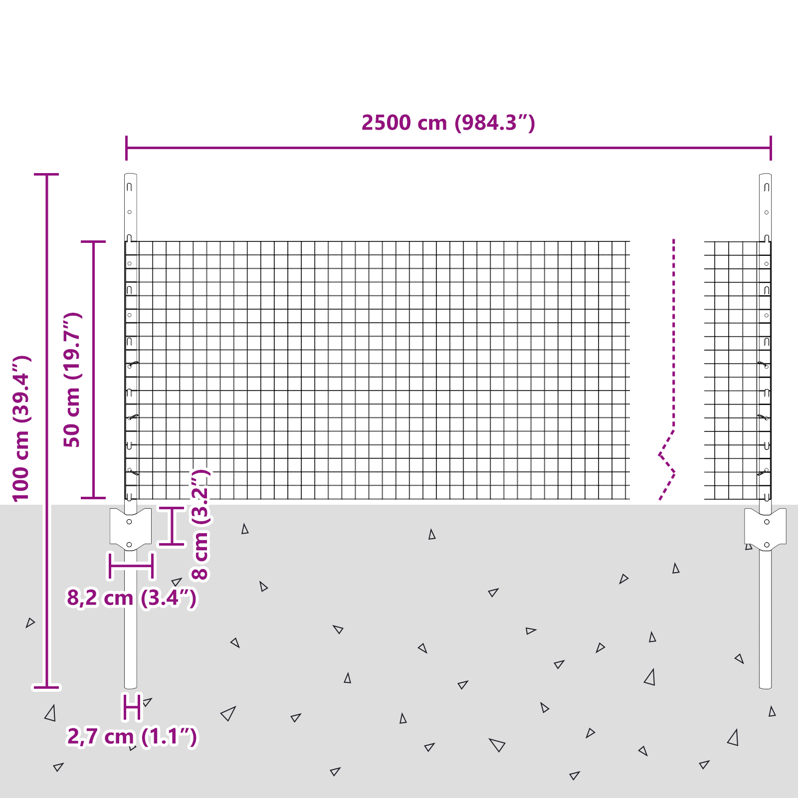 Chicken Wire Fence Set Set of 2 Grey Steel, PVC 25 x 0.5 m - Image 10