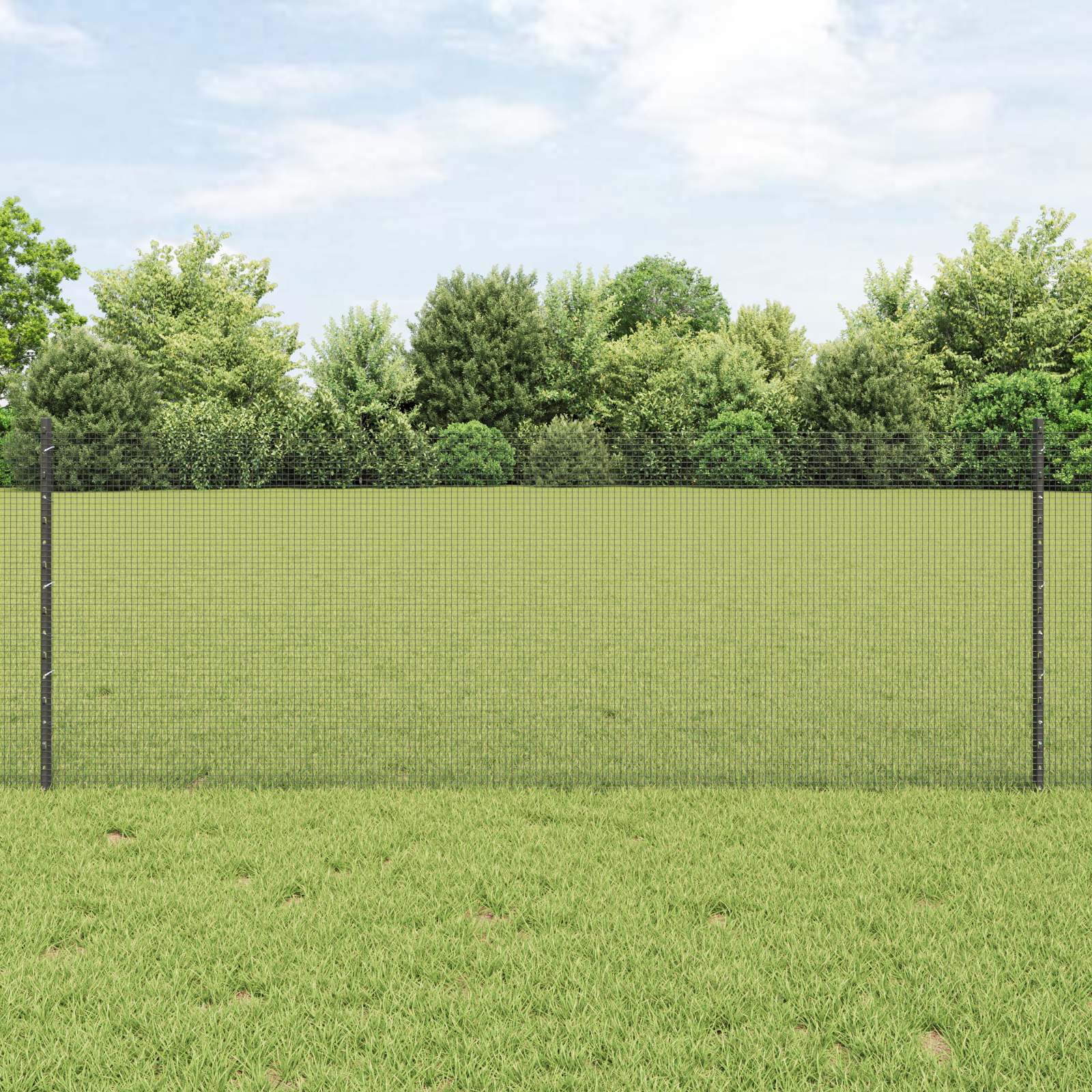 Welded Wire Fence with 11 U Posts Grey 0.8x25 m Steel