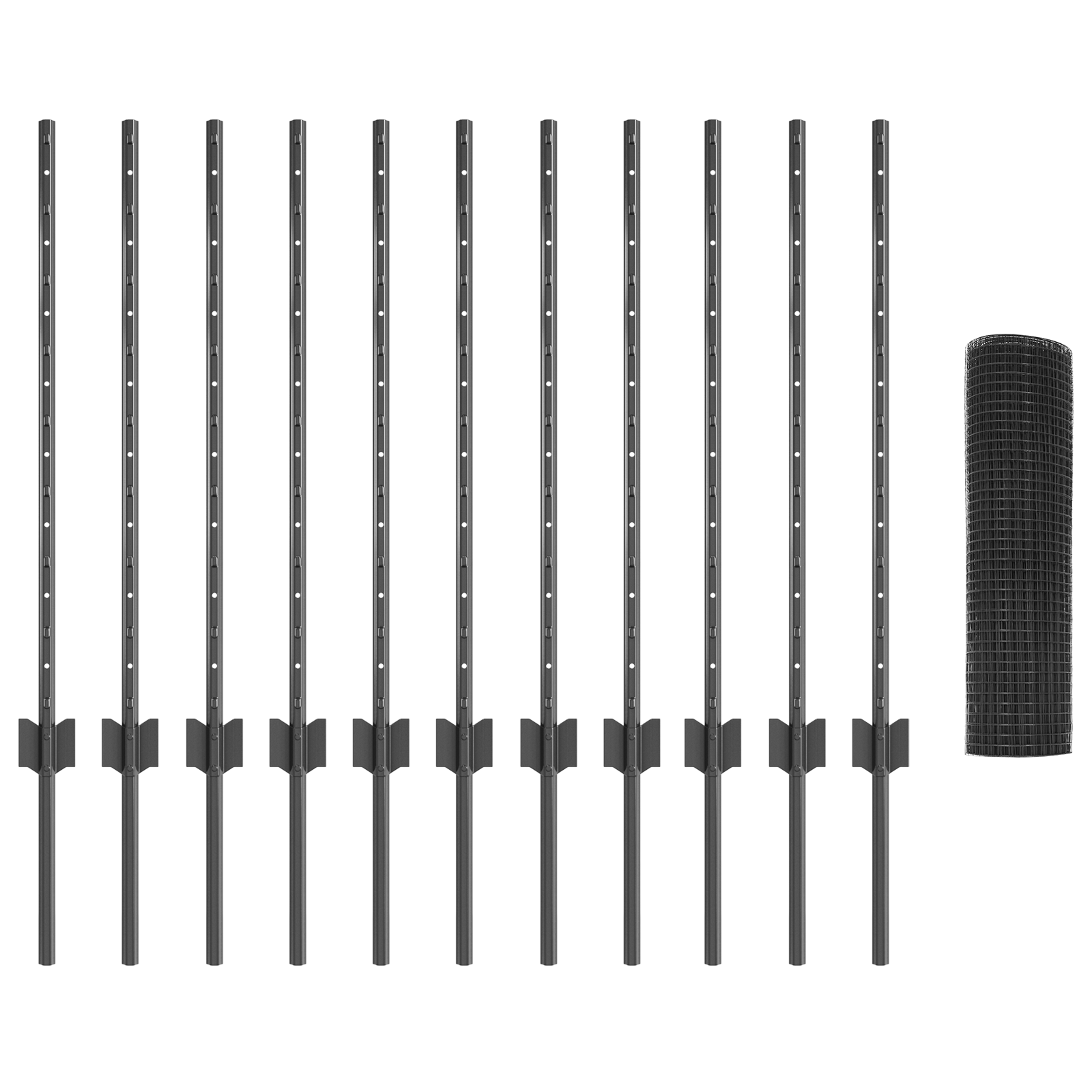 Welded Wire Fence with 11 U Posts Grey 0.8x25 m Steel - Image 4