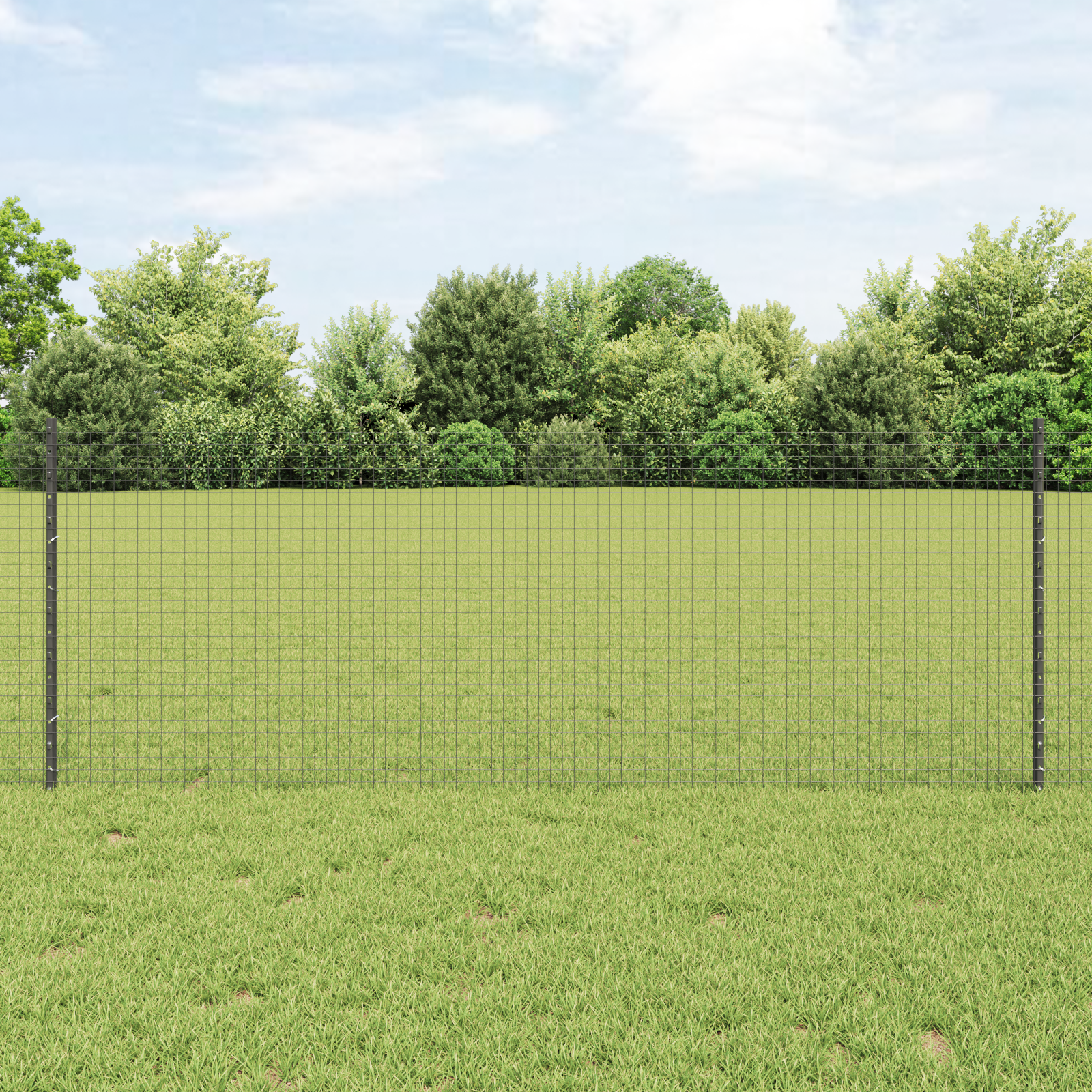 Welded Wire Fence with 11 U Posts Grey 0.8x25 m Steel