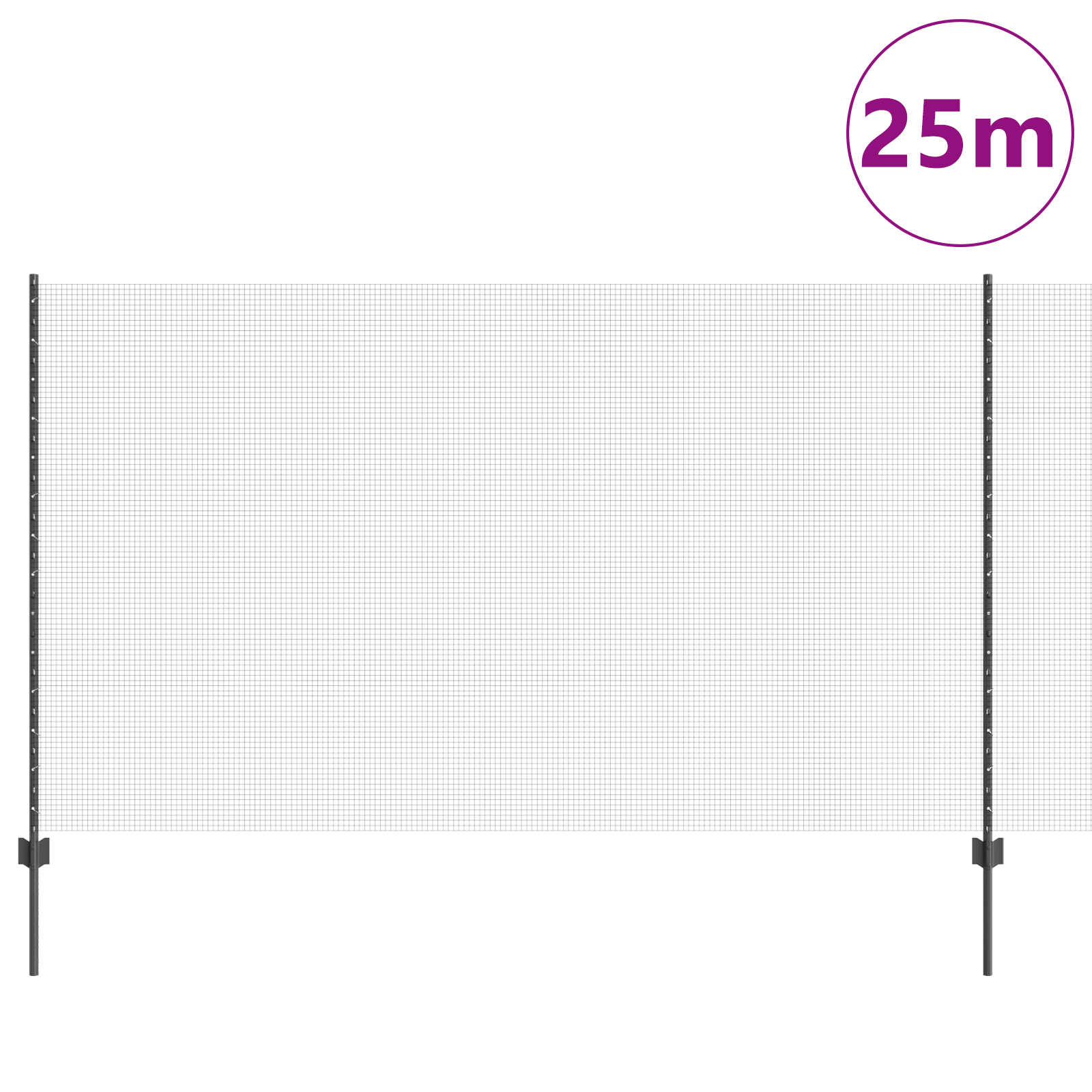 Welded Wire Fence with 22 U Posts Grey 1.4x25 m Steel - Image 3