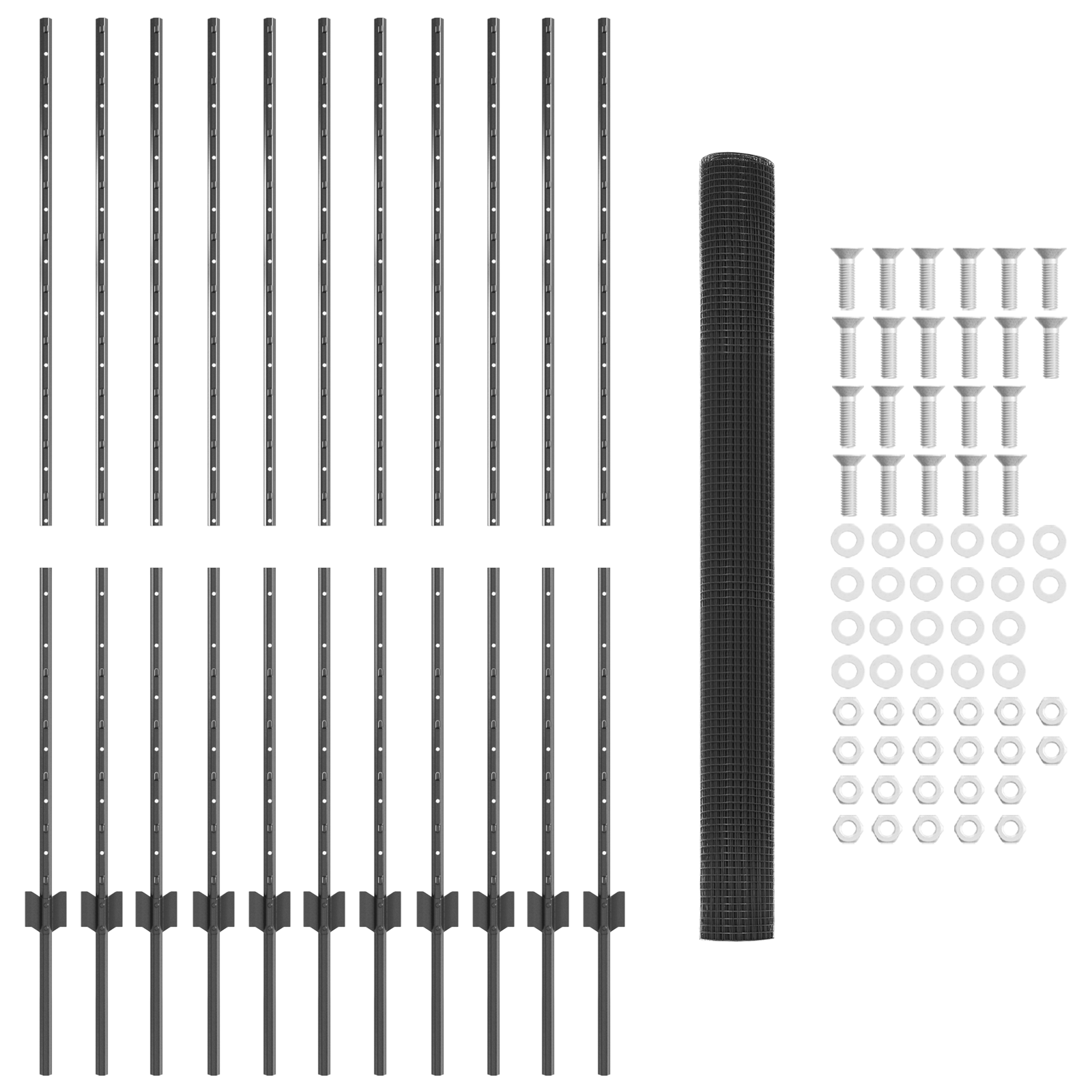 Welded Wire Fence with 22 U Posts Grey 1.4x25 m Steel - Image 5