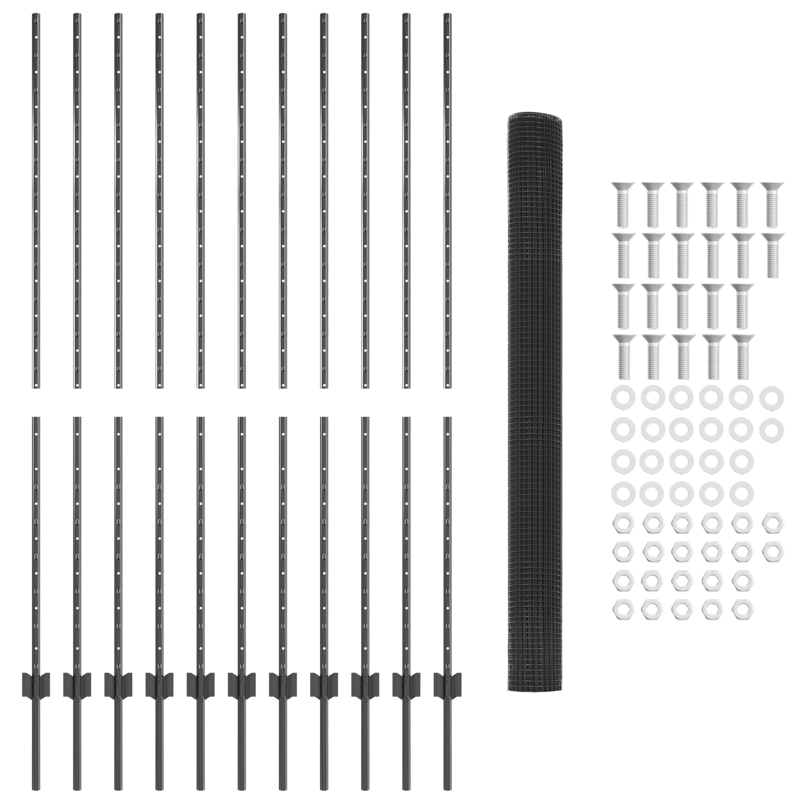 Welded Wire Fence with 22 U Posts Grey 1.5x25 m Steel - Image 5
