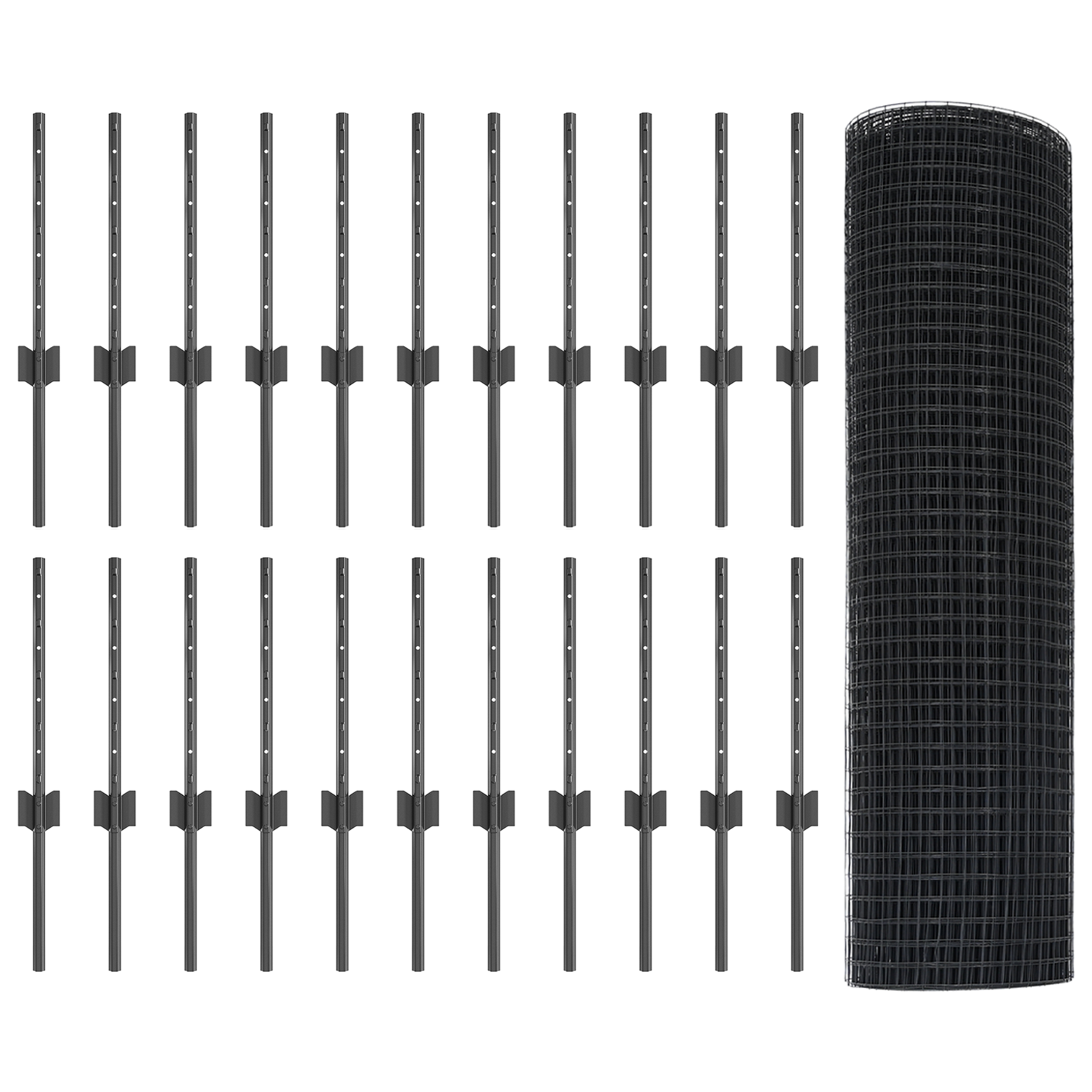 Welded Wire Fence with 22 U Posts Grey 0.4x50 m Steel