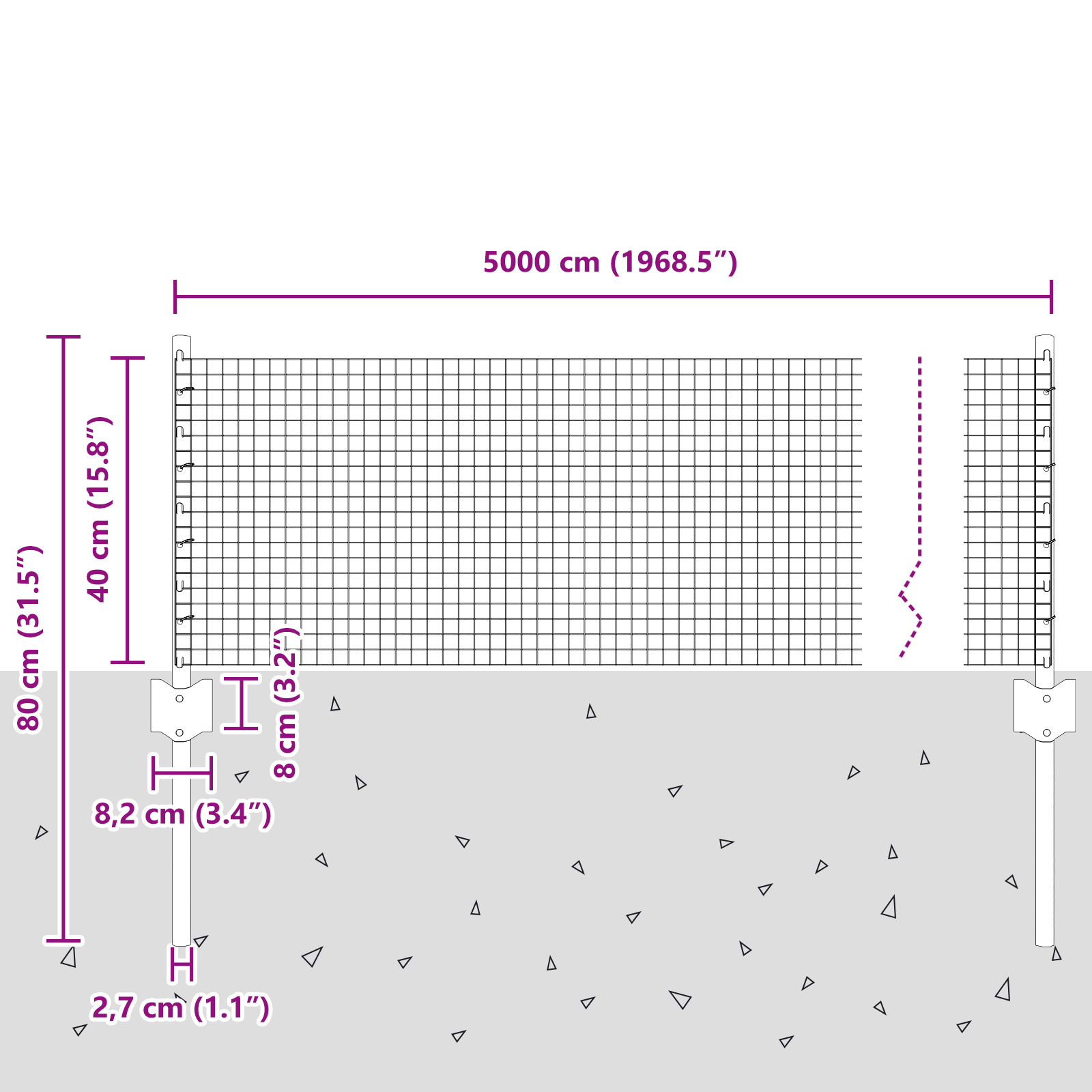 Welded Wire Fence with 22 U Posts Grey 0,4x50 m Steel - Image 10