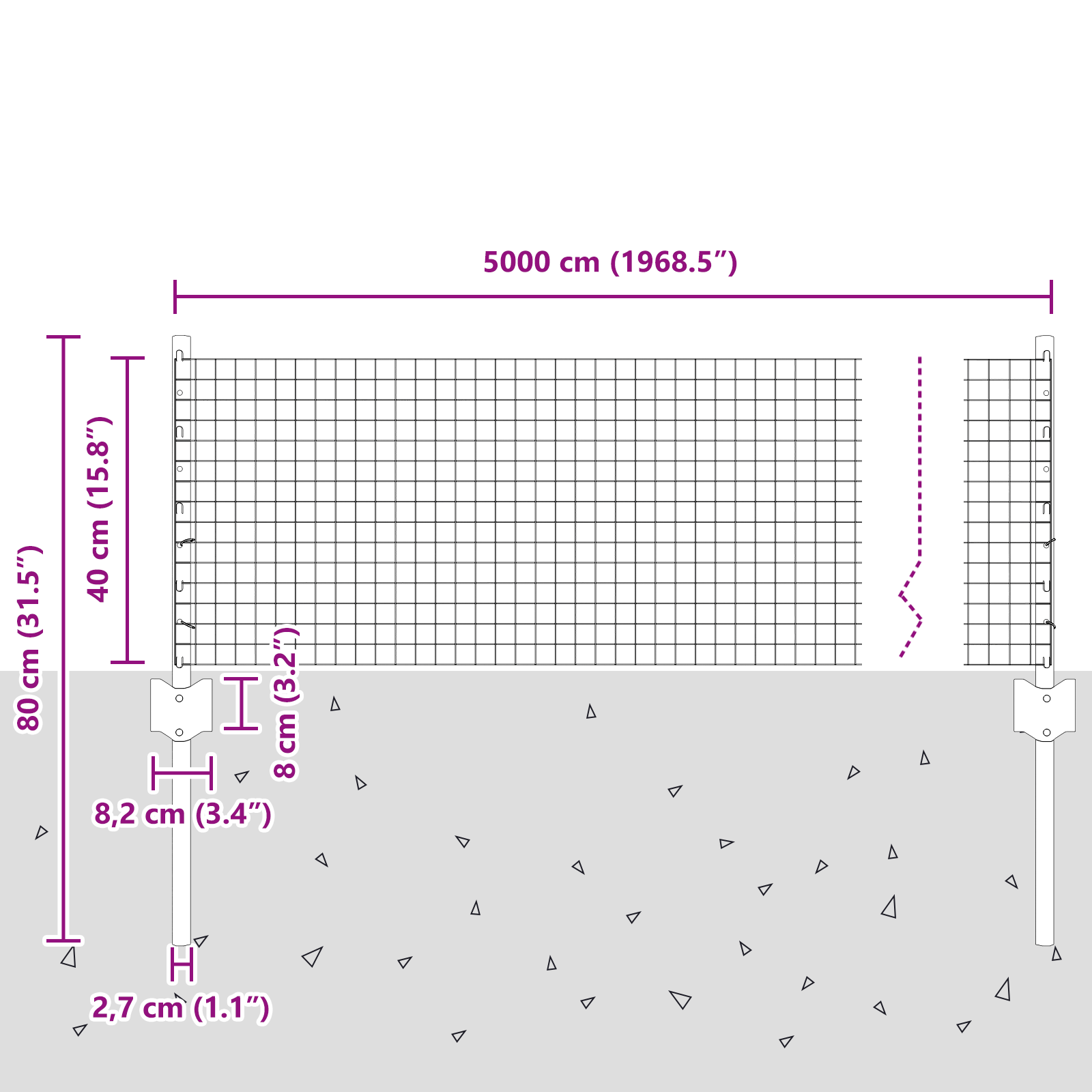 Welded Wire Fence with 22 U Posts Grey 0.4x50 m Steel - Image 10