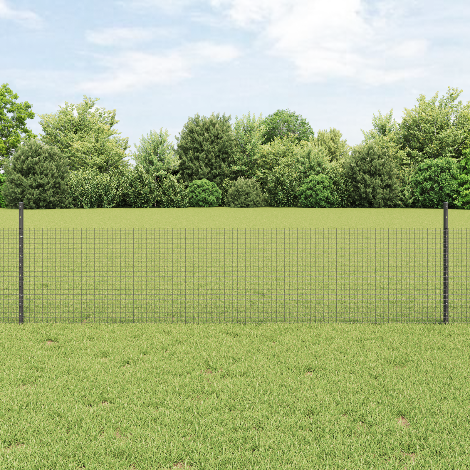 Welded Wire Fence with 22 U Posts Grey 0.5x50 m Steel