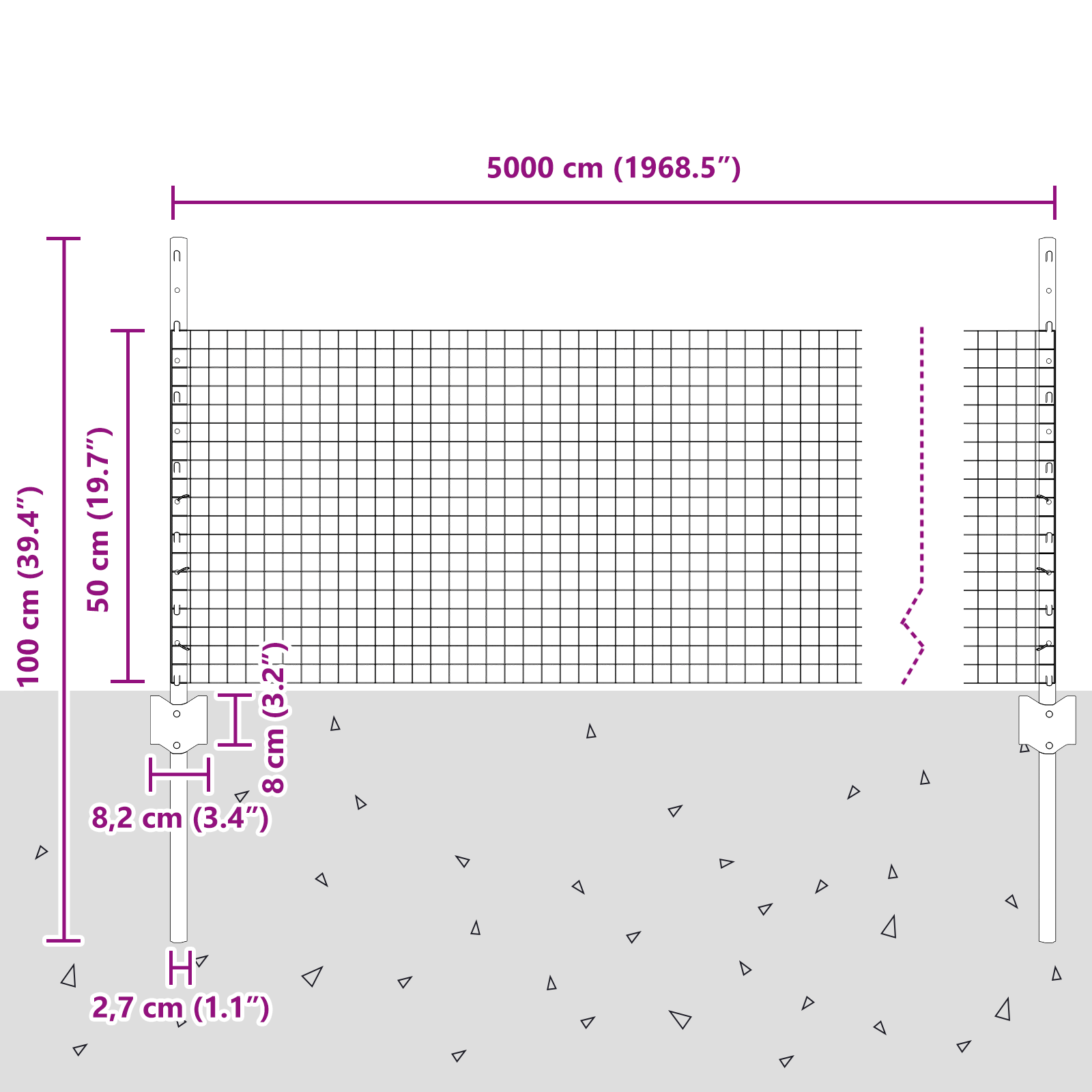 Welded Wire Fence with 22 U Posts Grey 0.5x50 m Steel - Image 10