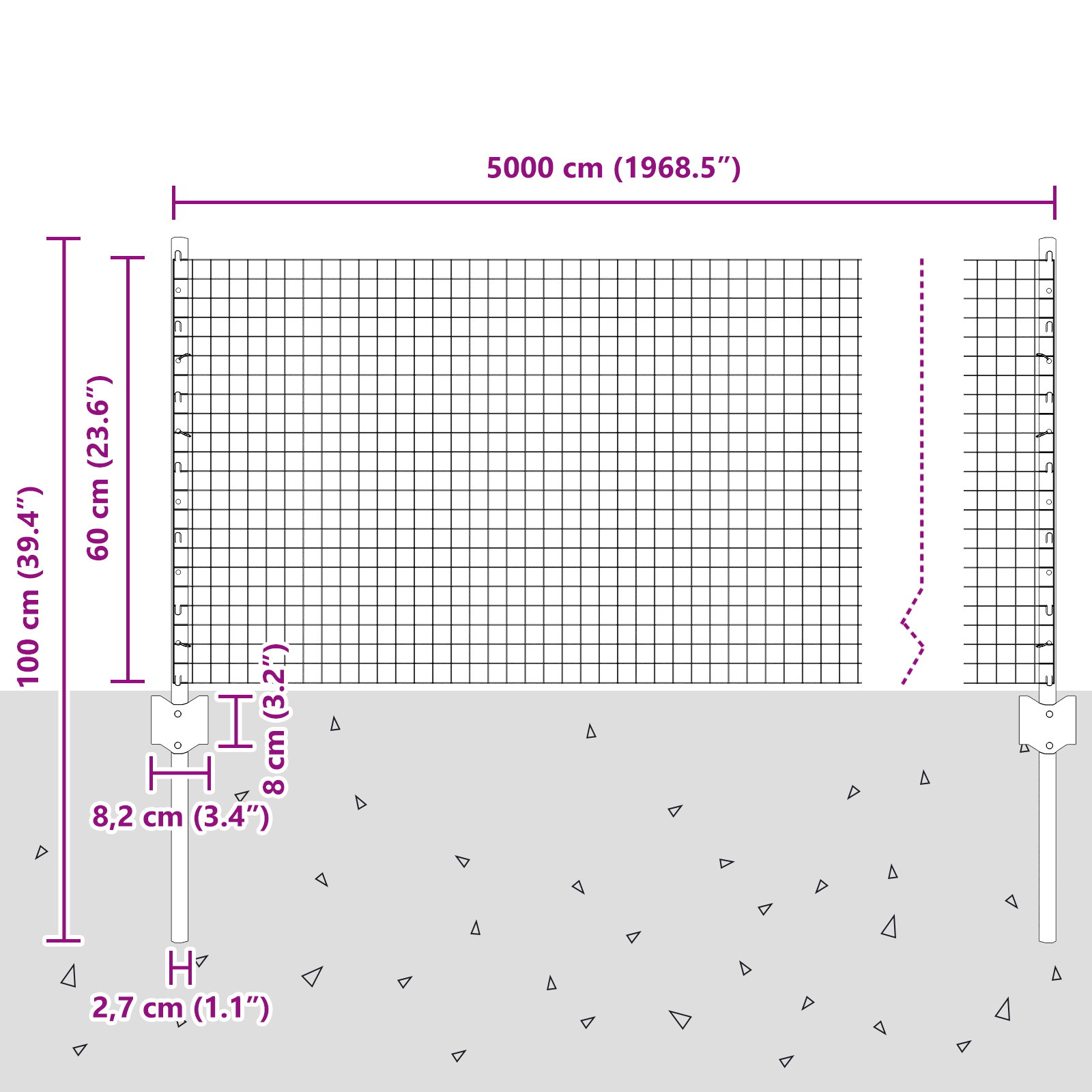 Welded Wire Fence with 22 U Posts Grey 0.6x50 m Steel - Image 10