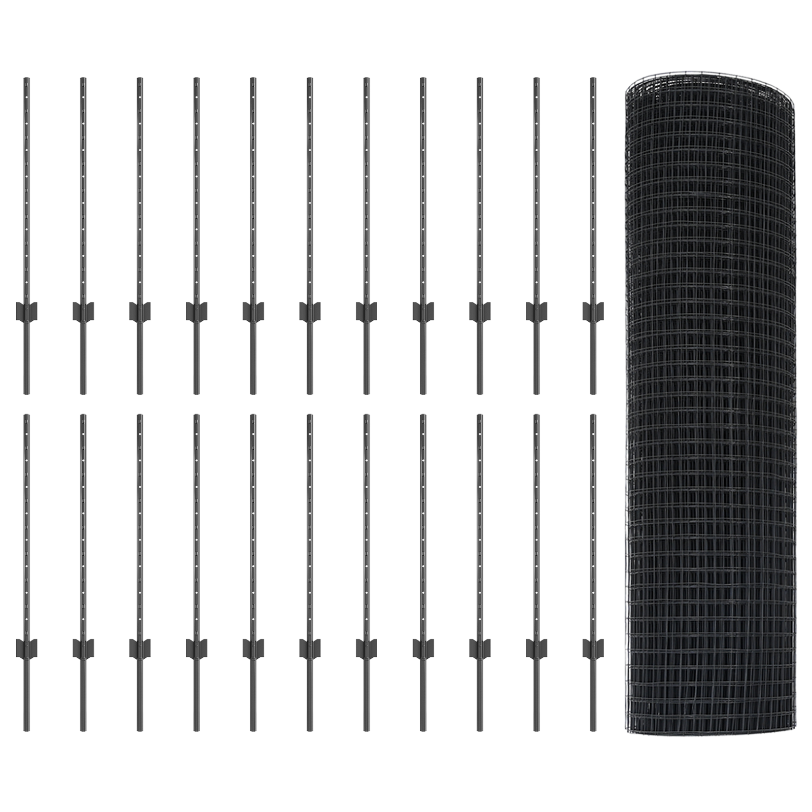 Welded Wire Fence with 22 U Posts Grey 0,8x50 m Steel - Image 4