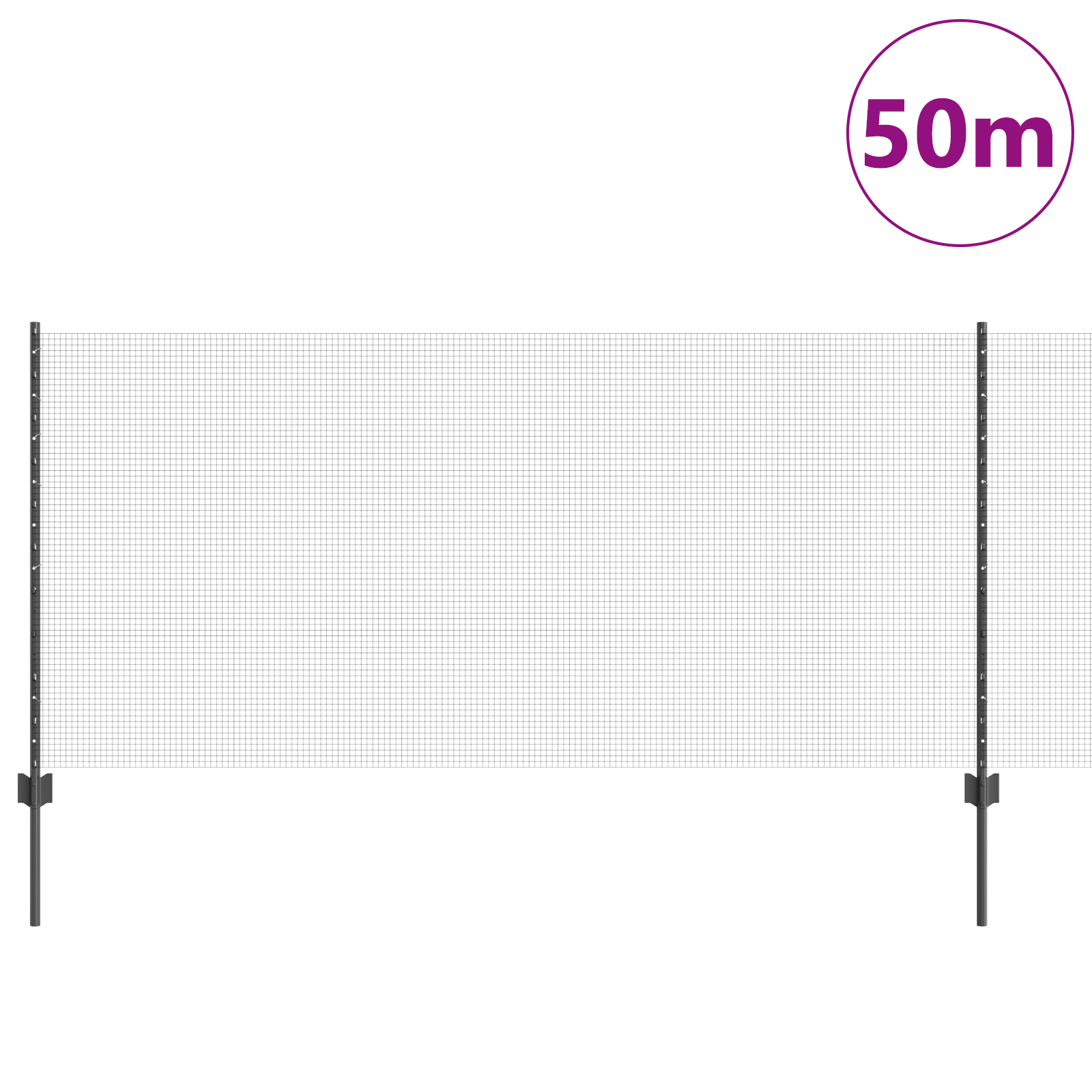 Welded Wire Fence with 44 U Posts Grey 1x50 m Steel - Image 3