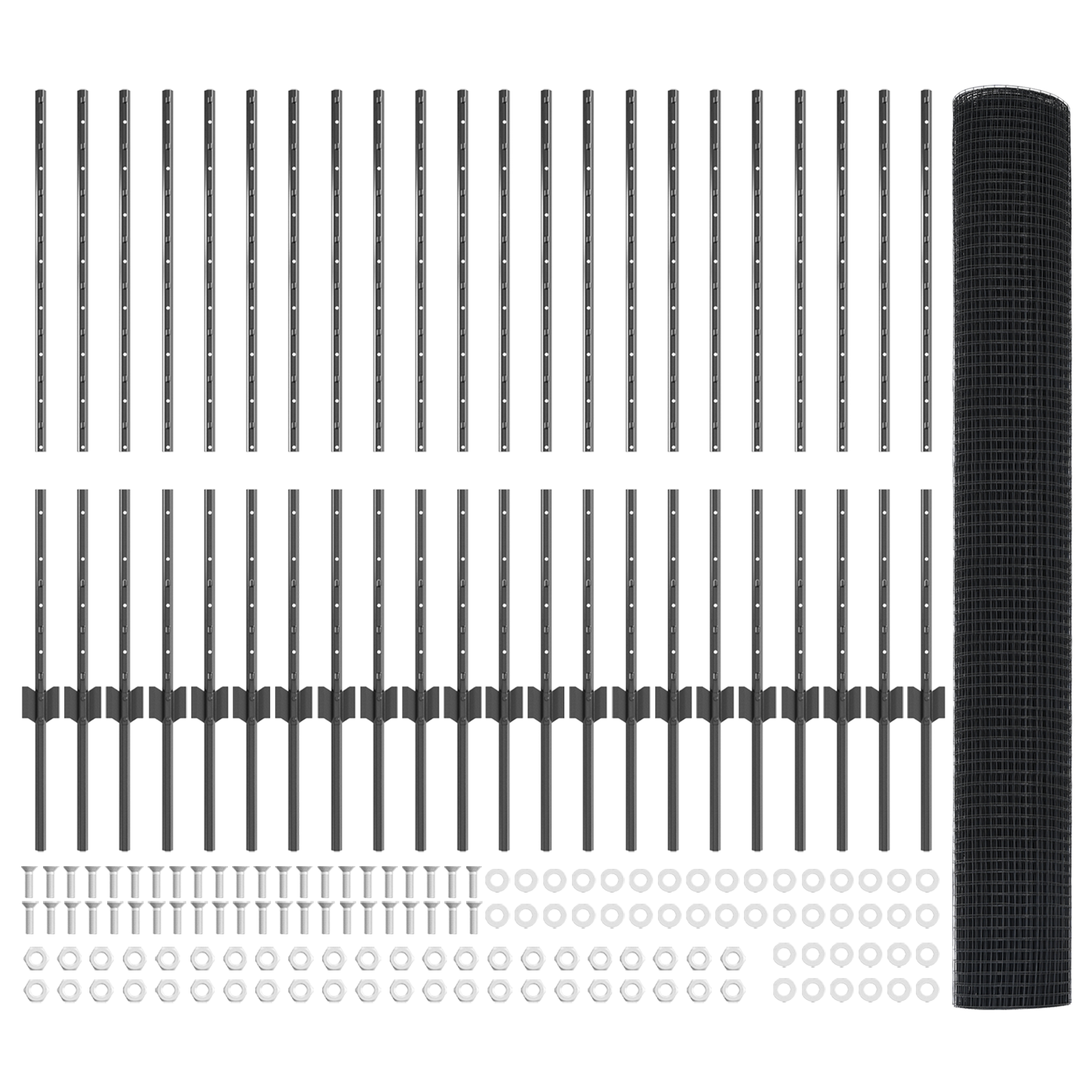 Welded Wire Fence with 44 U Posts Grey 1x50 m Steel - Image 5